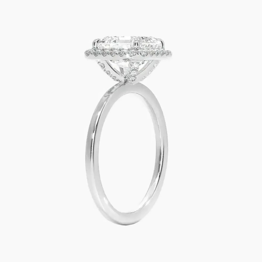 Cassiopeia Asscher Hidden Halo 1.5 Carat Lab Grown Diamond Engagement Ring in 14K White Gold