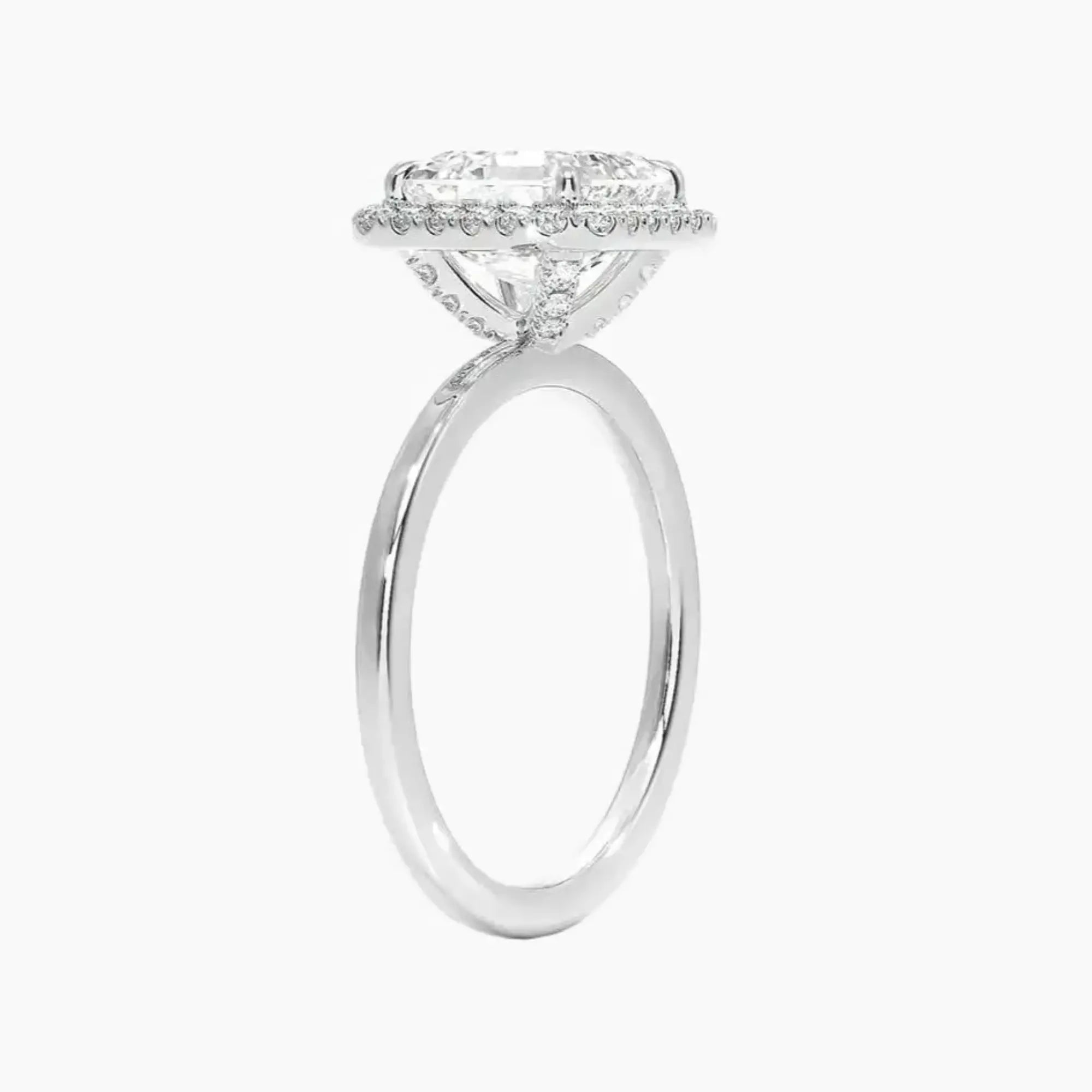 Cassiopeia Asscher Hidden Halo Diamond Ring Setting in 18K White Gold