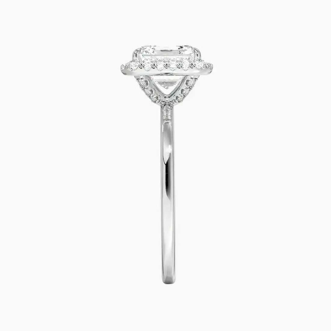 Cassiopeia Asscher Hidden Halo 2.5 Carat Lab Grown Diamond Engagement Ring in 14K White Gold