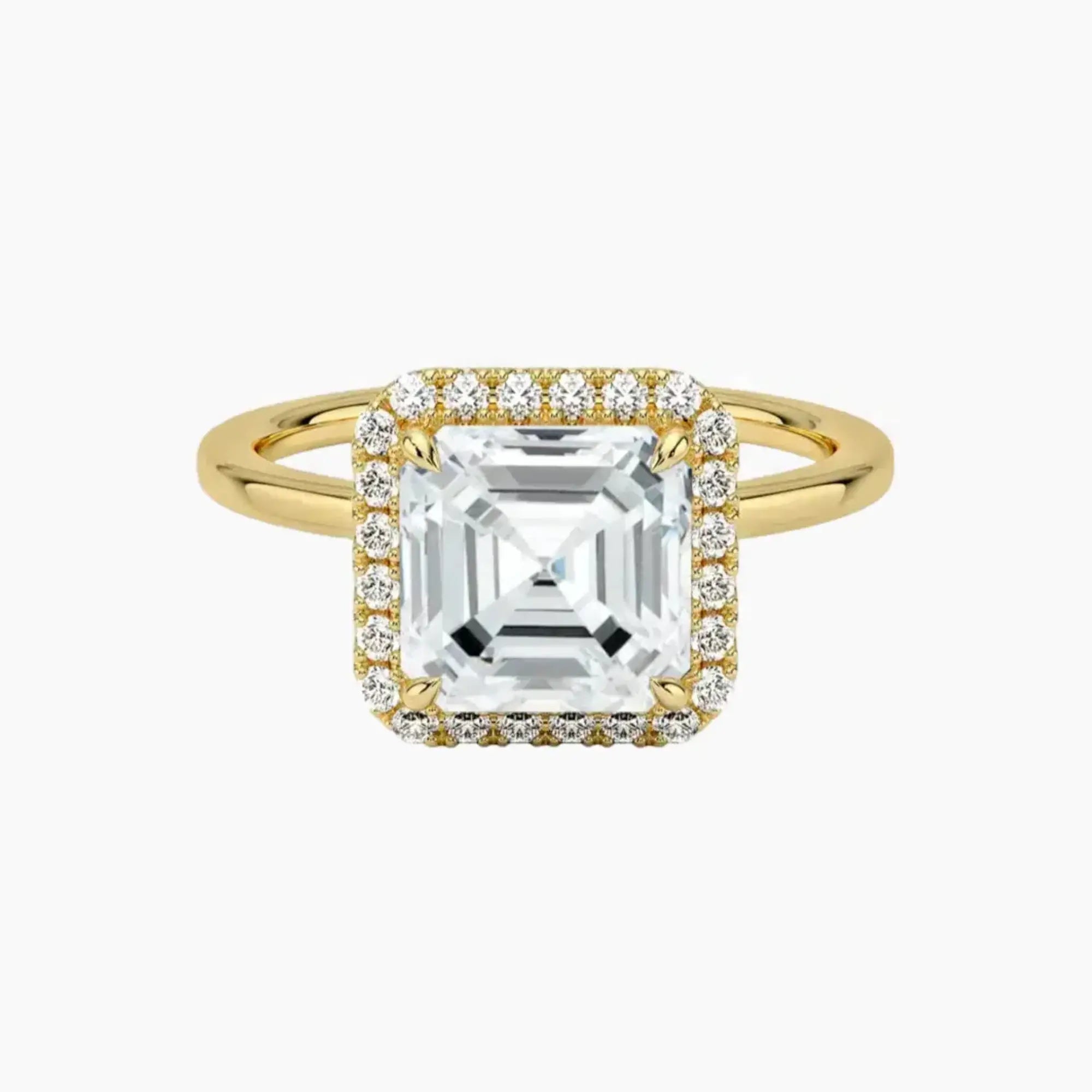 Cassiopeia Asscher Hidden Halo 1 Carat Lab Grown Diamond Engagement Ring in 18K White Gold
