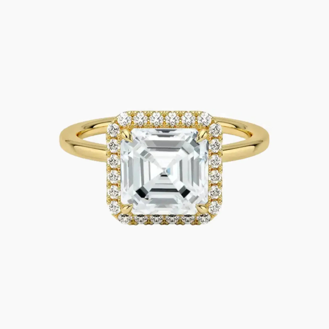 Cassiopeia Asscher Hidden Halo 3 Carat Lab Grown Diamond Engagement Ring in 18K Rose Gold