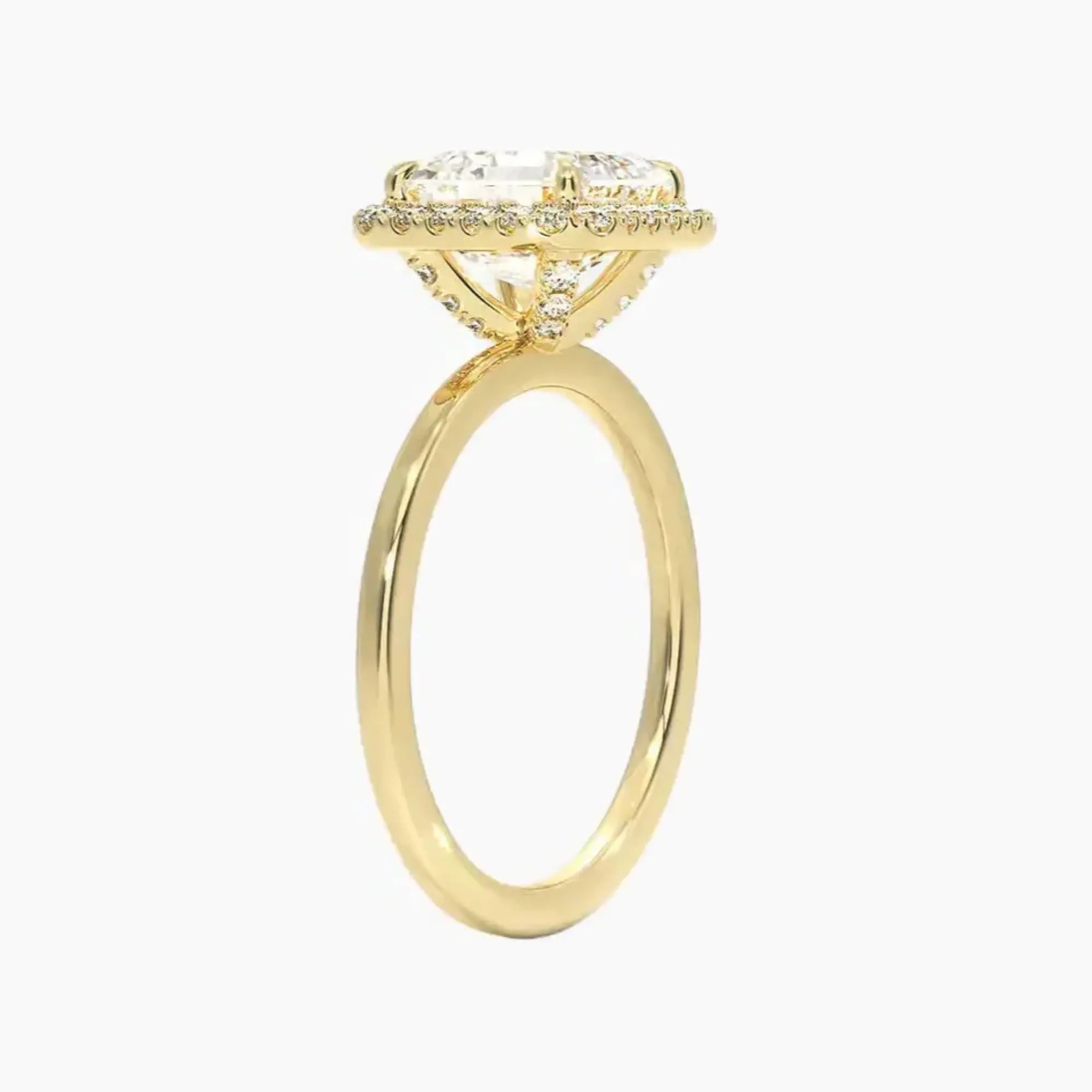Cassiopeia Asscher Hidden Halo Diamond Ring Setting in 14K White Gold