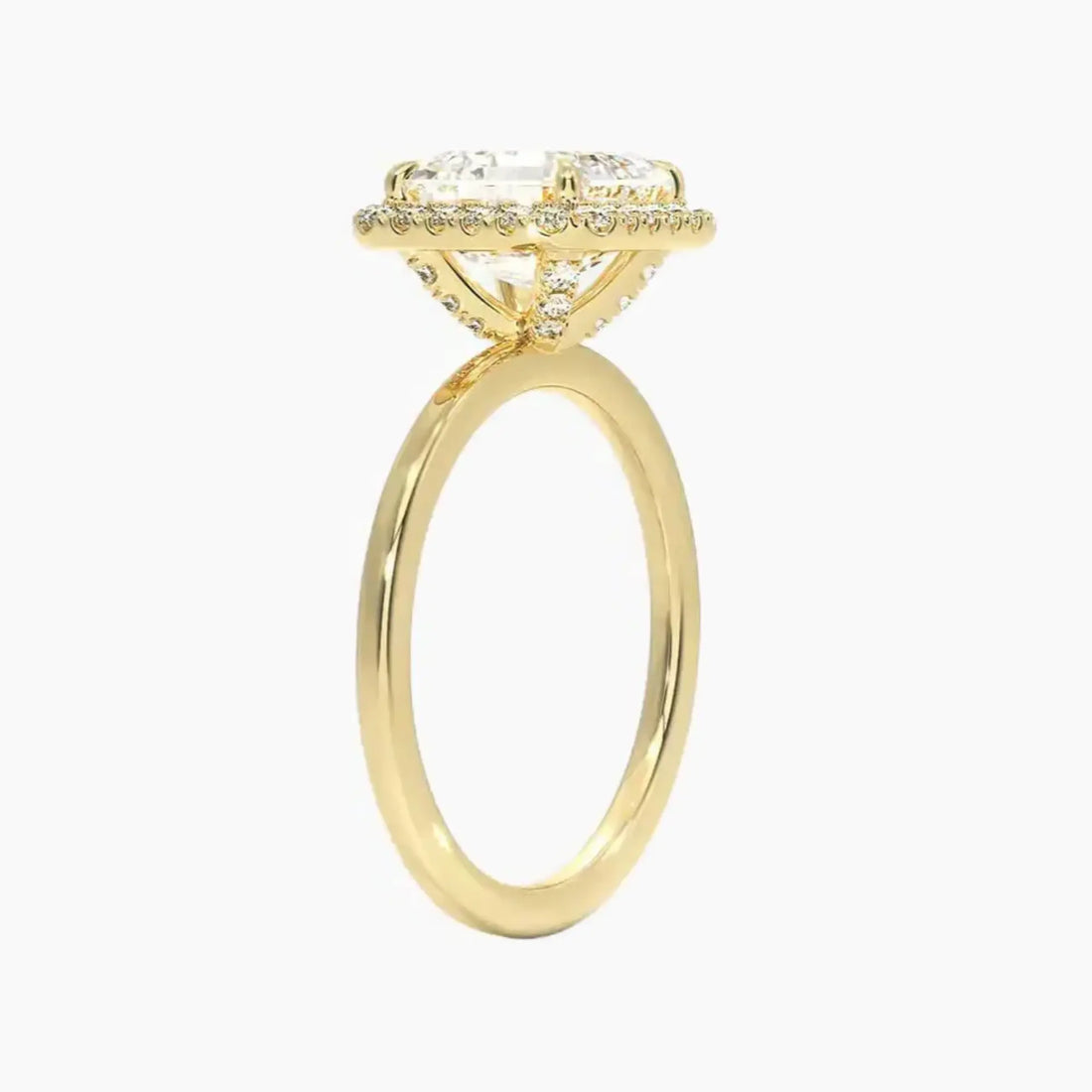 Cassiopeia Asscher Hidden Halo Diamond Ring Setting in 14K Rose Gold