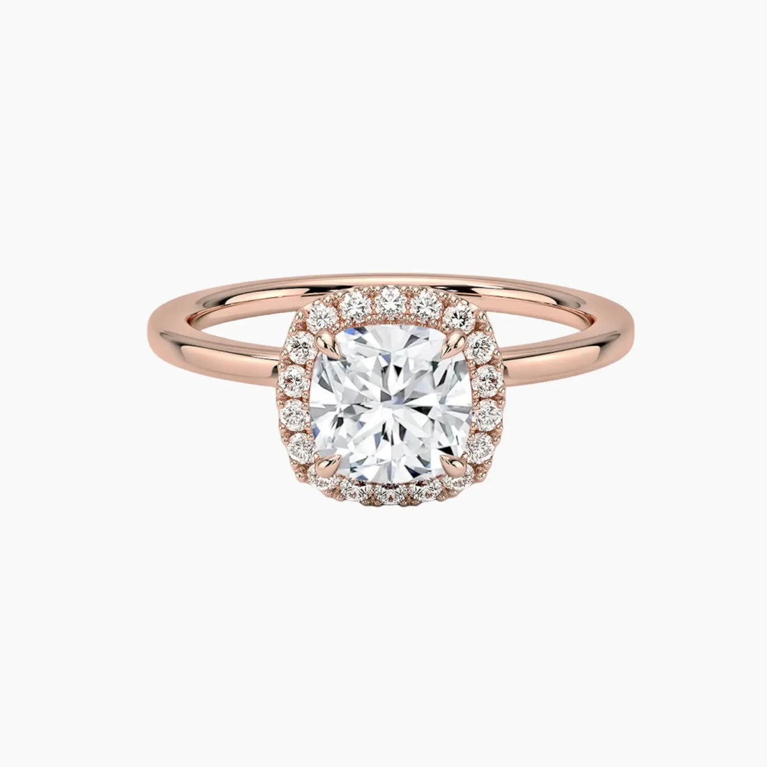 Cassiopeia Cushion Hidden Halo 2 Carat Lab Grown Diamond Engagement Ring in 14K Yellow Gold