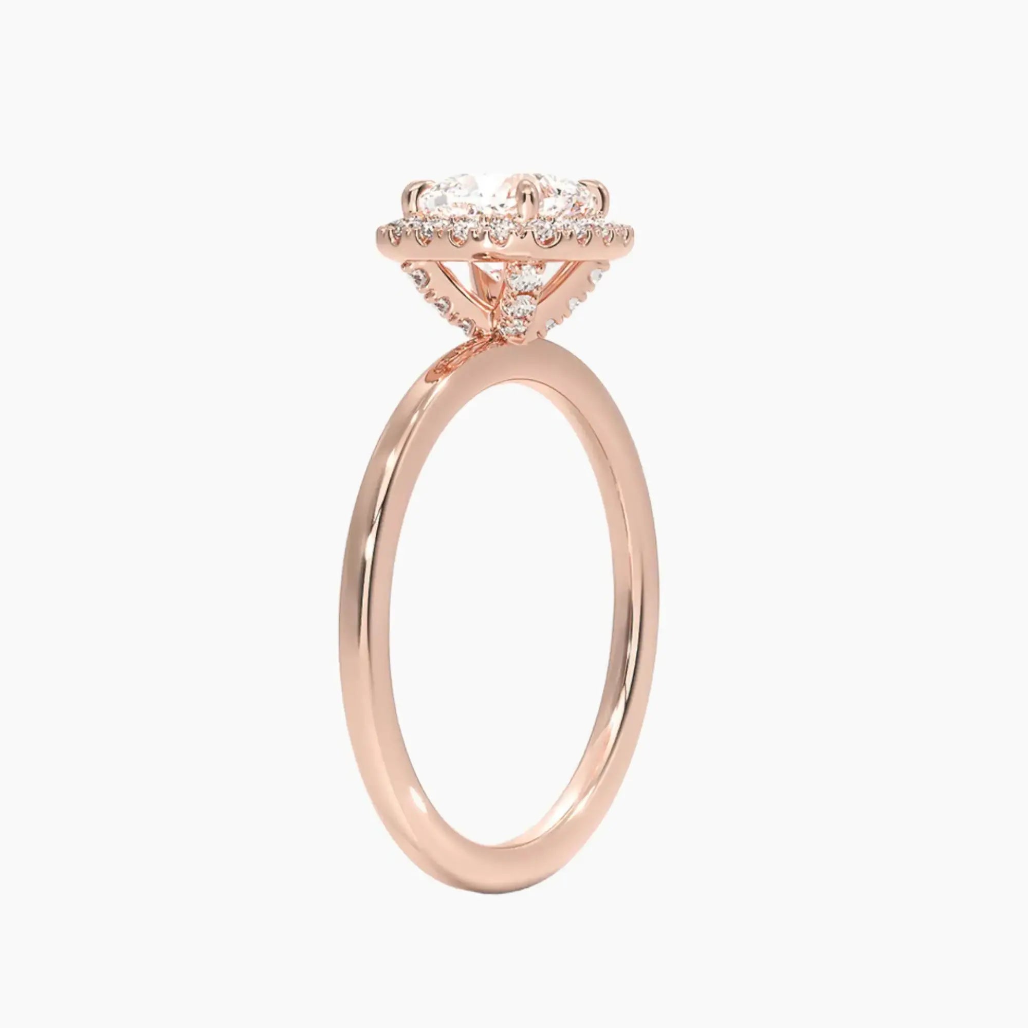 Cassiopeia Cushion Hidden Halo Diamond Ring Setting in 14K Rose Gold