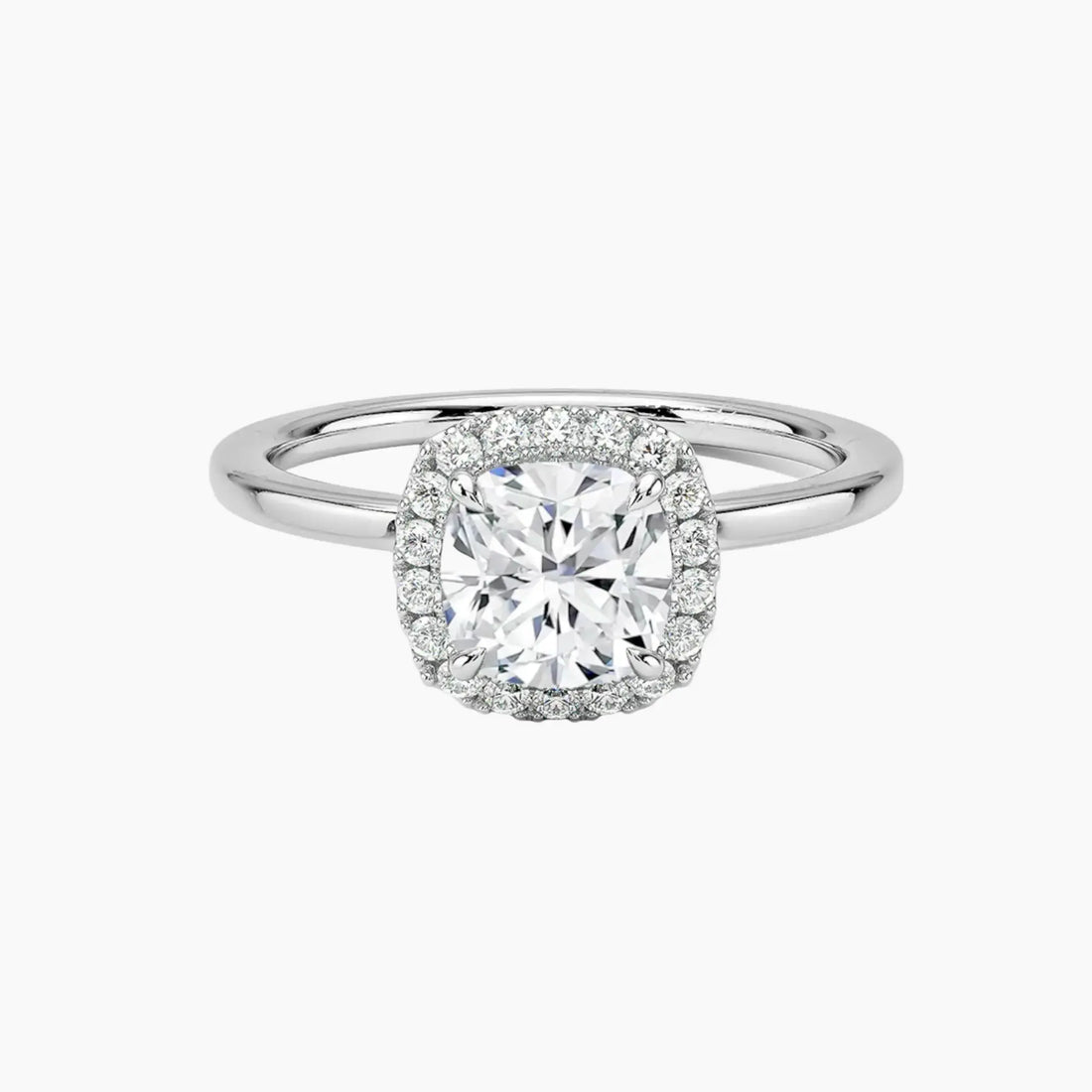 Cassiopeia Cushion Hidden Halo Diamond Ring Setting in 18K White Gold