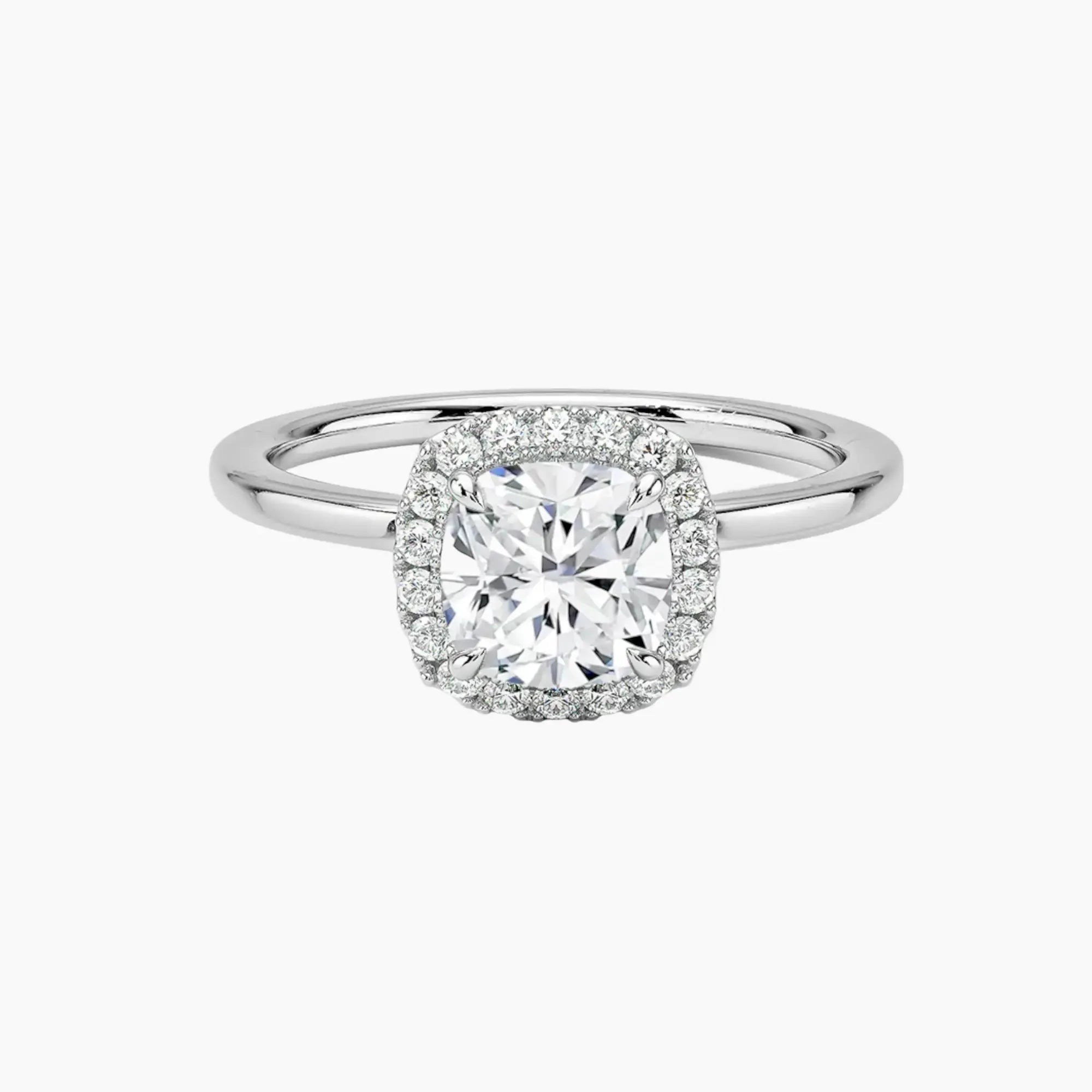 Cassiopeia Cushion Hidden Halo 1 Carat Lab Grown Diamond Engagement Ring in 18K Yellow Gold