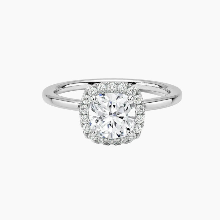 Cassiopeia Cushion Hidden Halo 1 Carat Lab Grown Diamond Engagement Ring in 14K White Gold