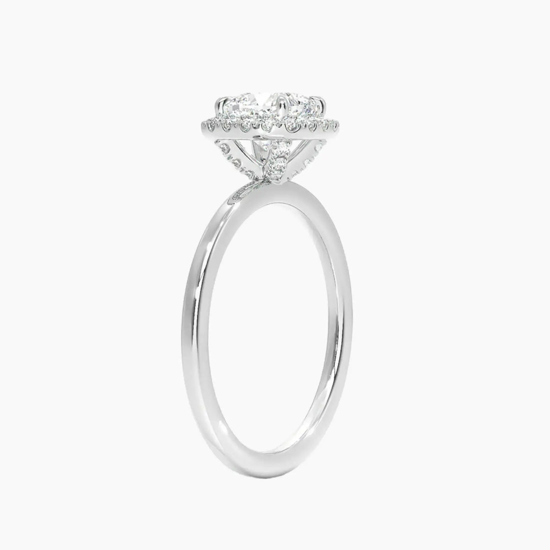 Cassiopeia Cushion Hidden Halo 1.5 Carat Lab Grown Diamond Engagement Ring in 14K Rose Gold