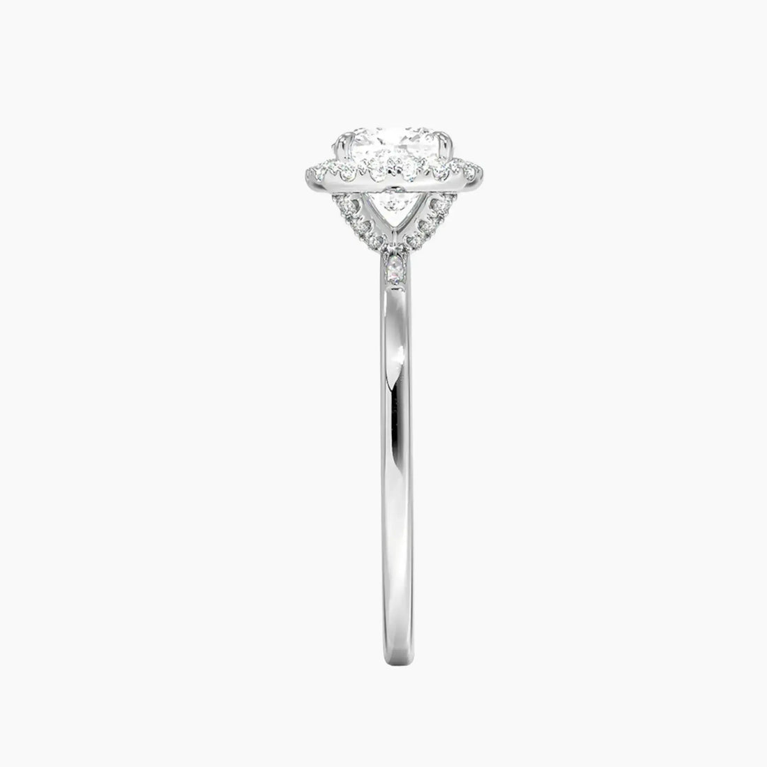 Cassiopeia Cushion Hidden Halo 2 Carat Lab Grown Diamond Engagement Ring in 14K Rose Gold