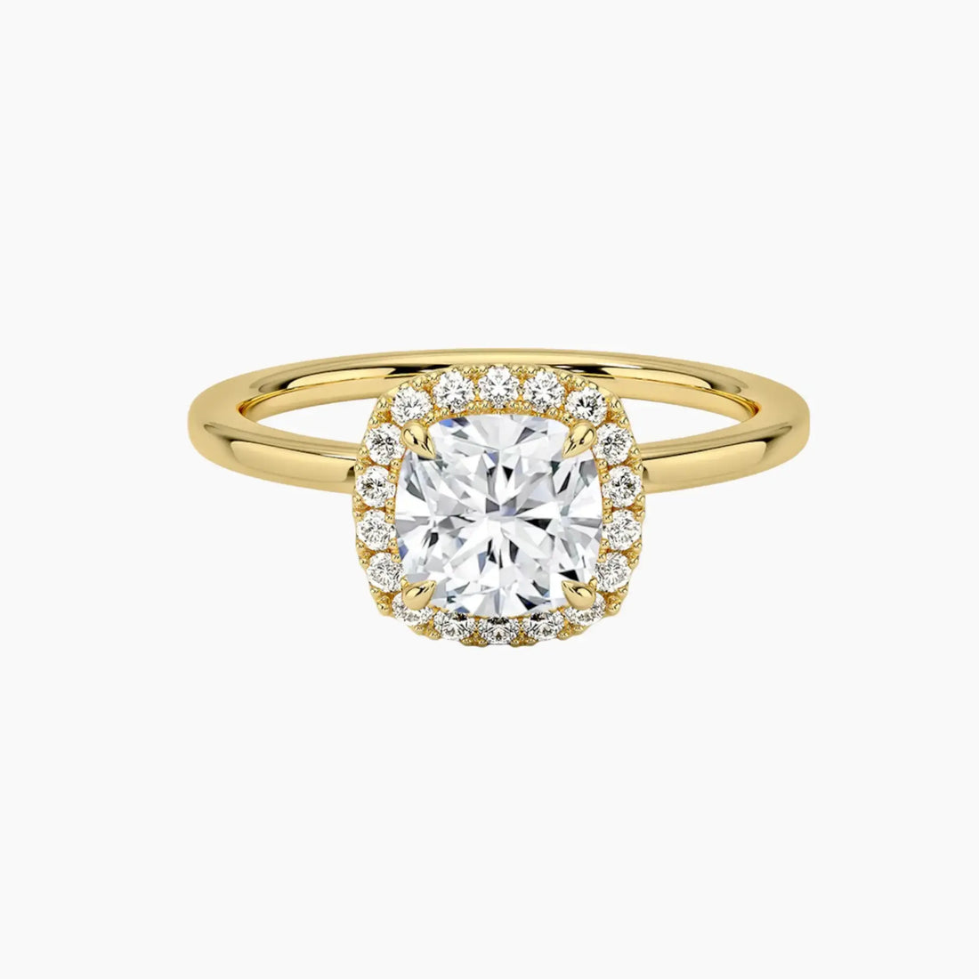 Cassiopeia Cushion Hidden Halo 3 Carat Lab Grown Diamond Engagement Ring in 14K Yellow Gold