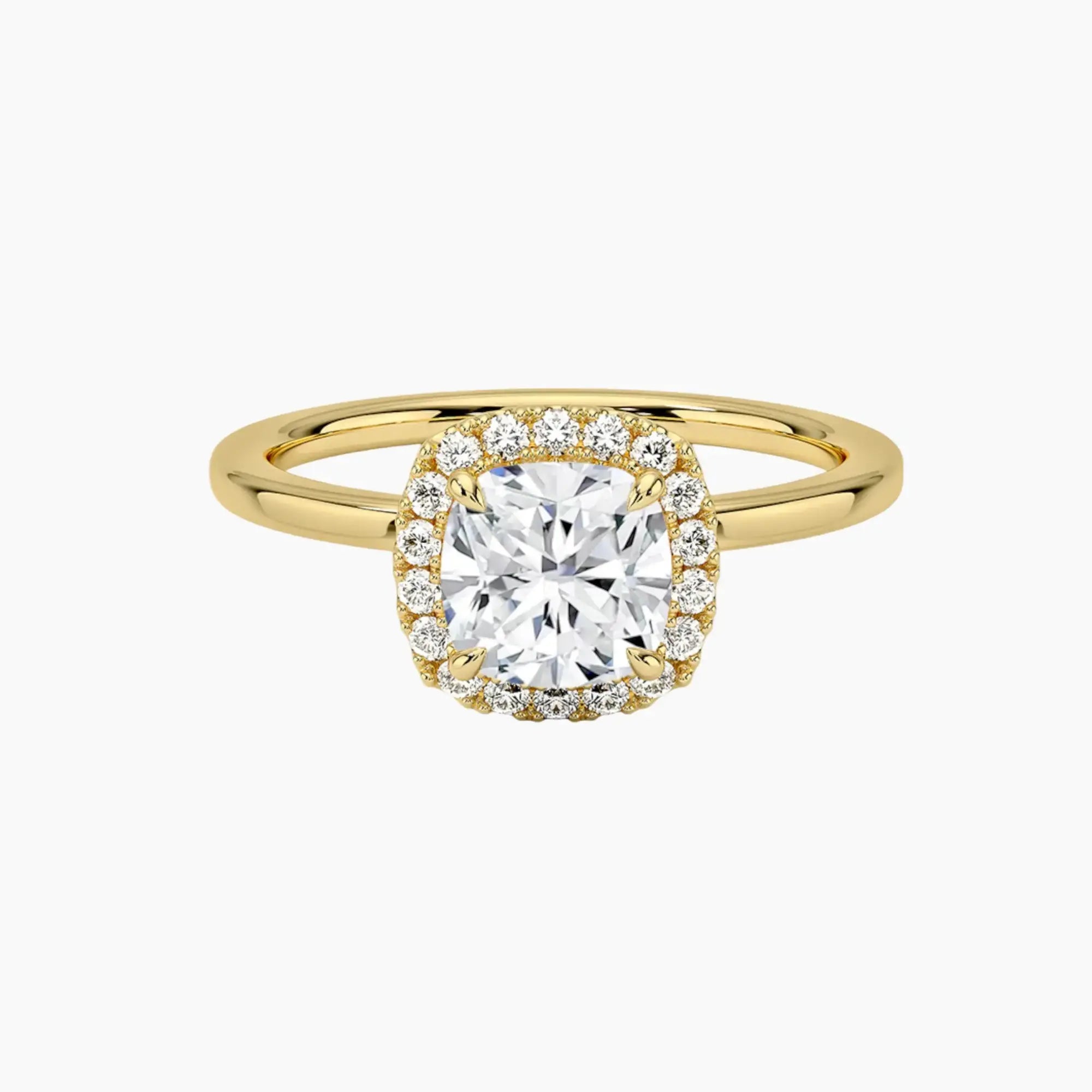 Cassiopeia Cushion Hidden Halo Diamond Ring Setting in 18K White Gold