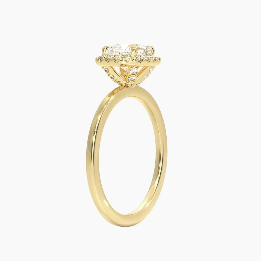 Cassiopeia Cushion Hidden Halo Diamond Ring Setting in 14K White Gold