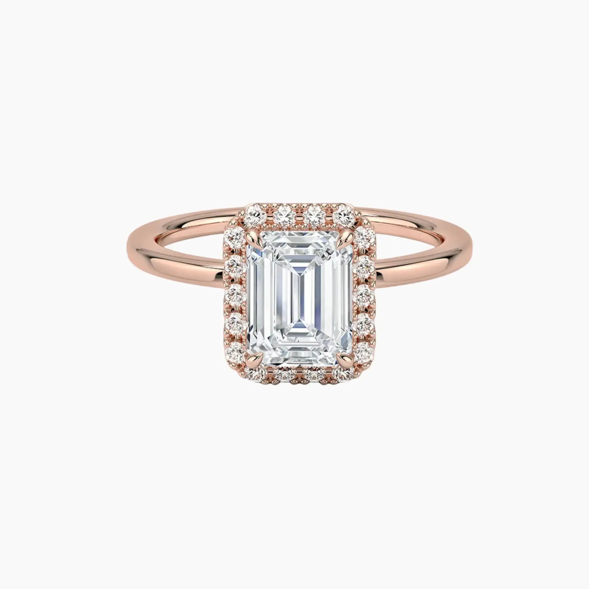 Cassiopeia Emerald Hidden Halo 2 Carat Lab Grown Diamond Engagement Ring in 14K Yellow Gold