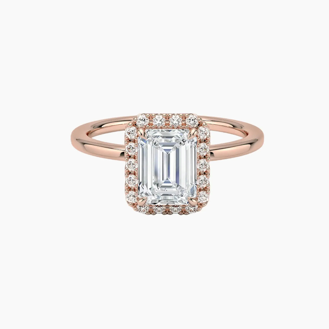 Cassiopeia Emerald Hidden Halo 2 Carat Lab Grown Diamond Engagement Ring in 14K White Gold