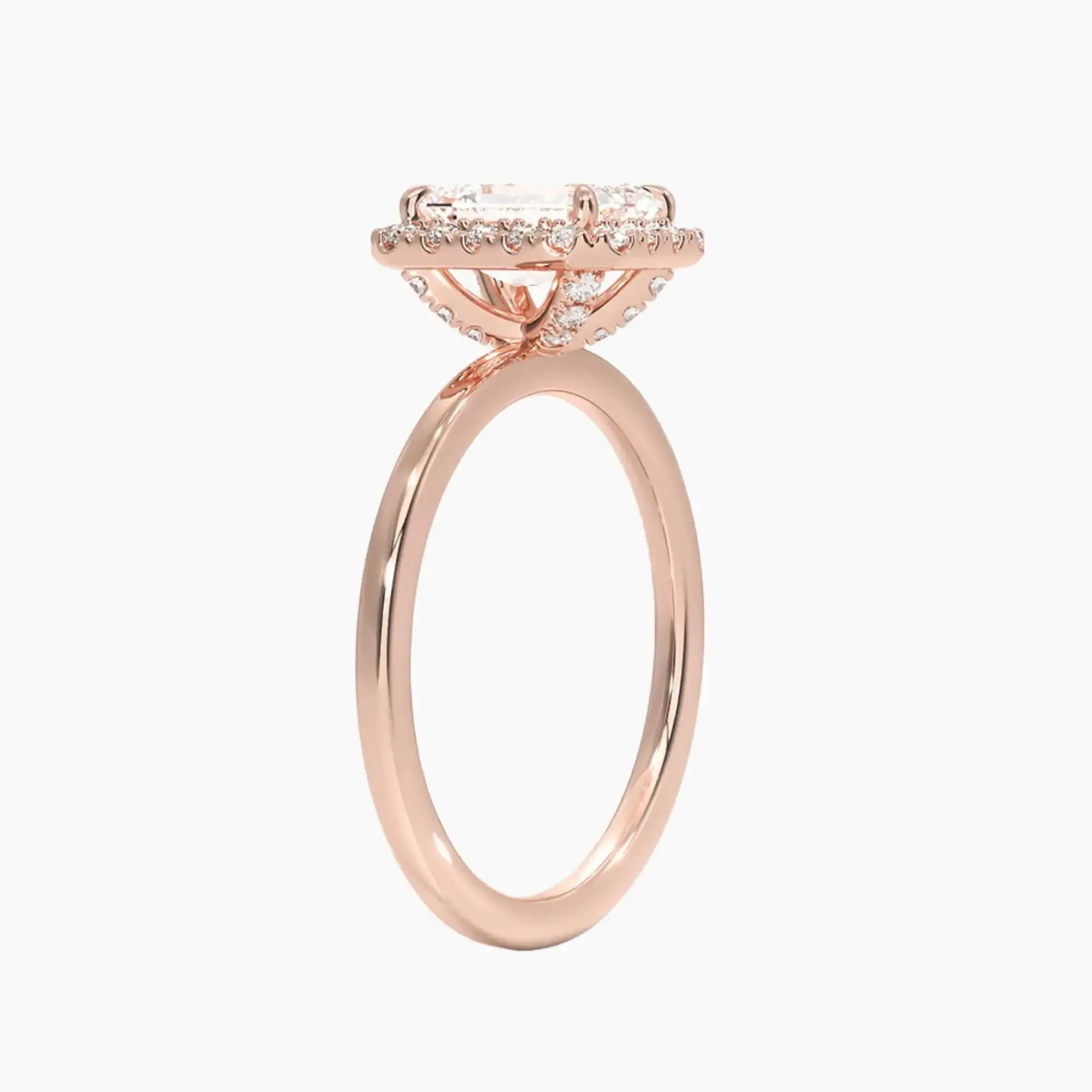 Cassiopeia Emerald Hidden Halo Diamond Ring Setting in 14K Yellow Gold