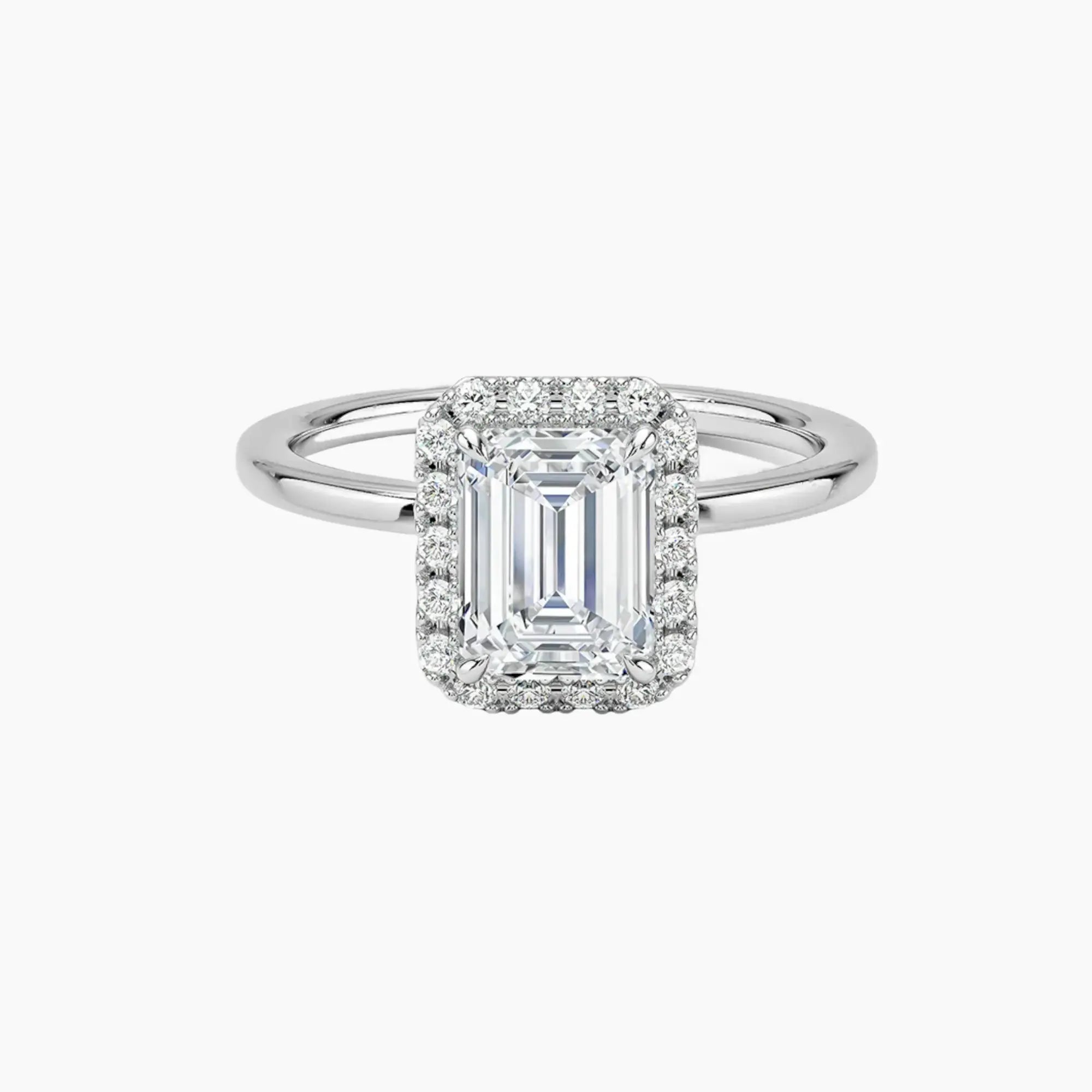 Cassiopeia Emerald Hidden Halo 1.5 Carat Lab Grown Diamond Engagement Ring in 18K Yellow Gold
