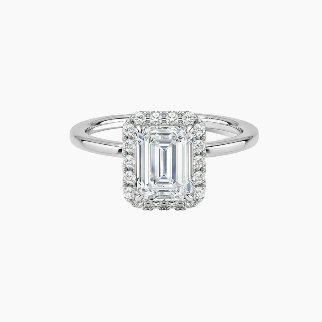 Cassiopeia Emerald Hidden Halo Diamond Ring Setting in 18K Yellow Gold