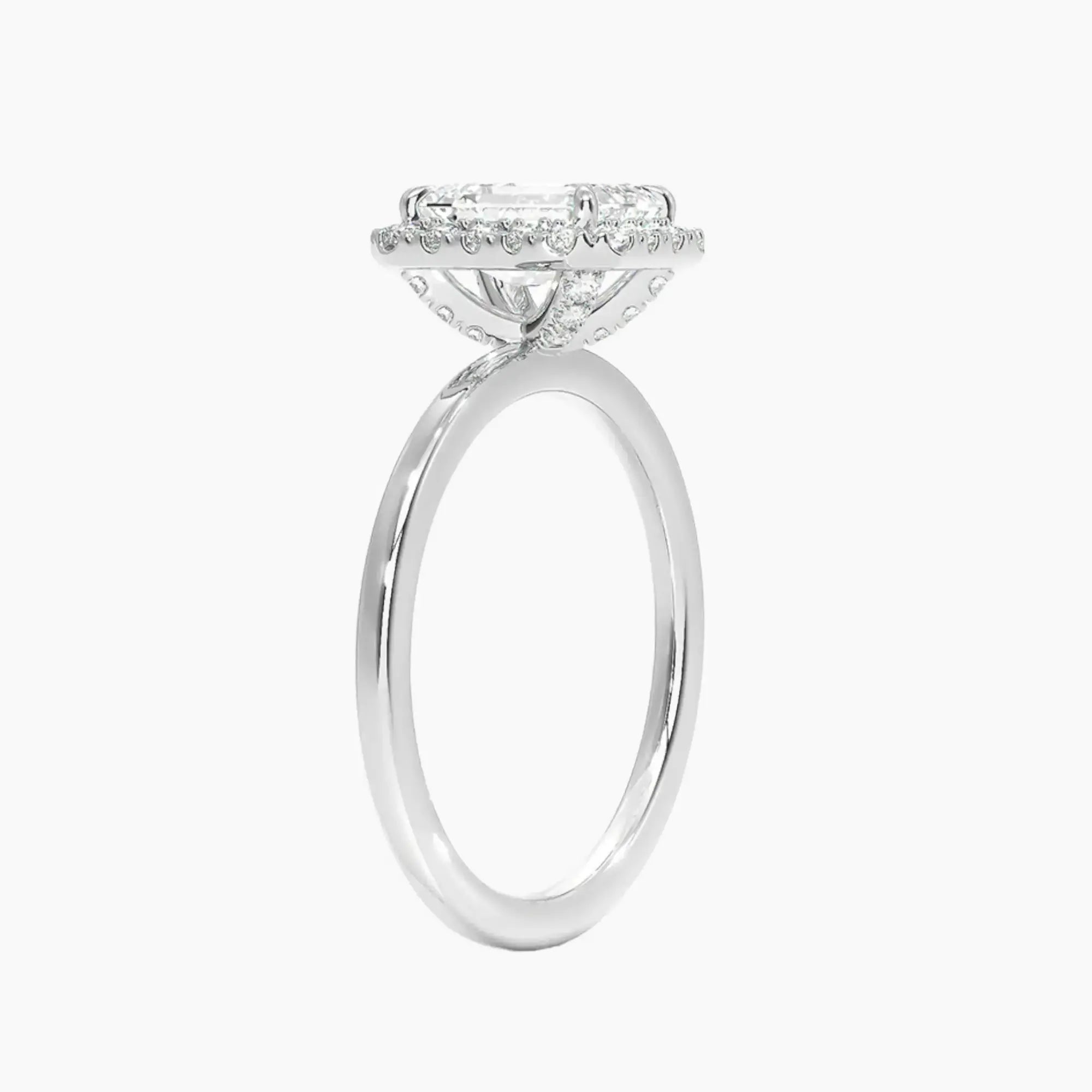 Cassiopeia Emerald Hidden Halo 1.5 Carat Lab Grown Diamond Engagement Ring in 18K White Gold