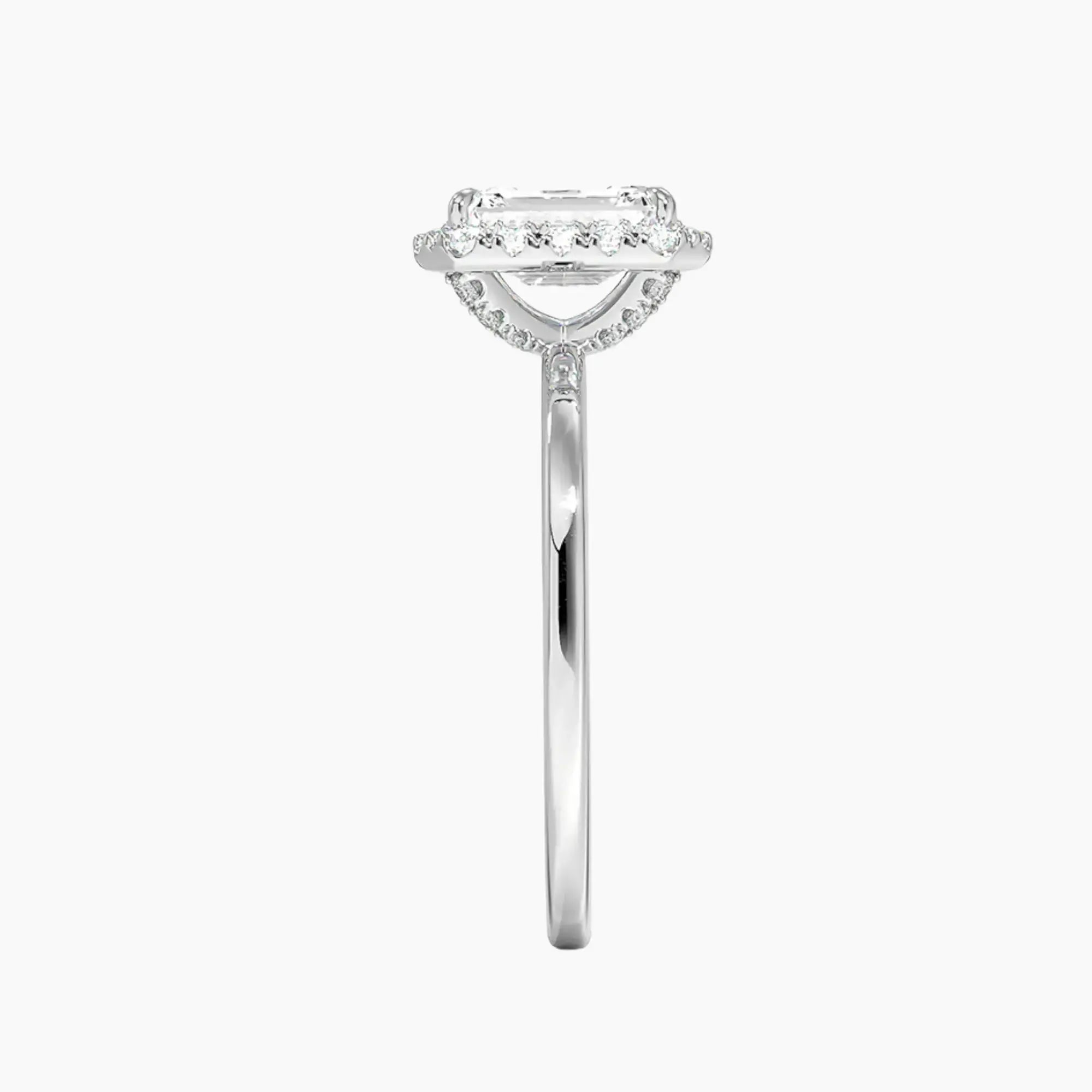 Cassiopeia Emerald Hidden Halo 3 Carat Lab Grown Diamond Engagement Ring in 14K White Gold