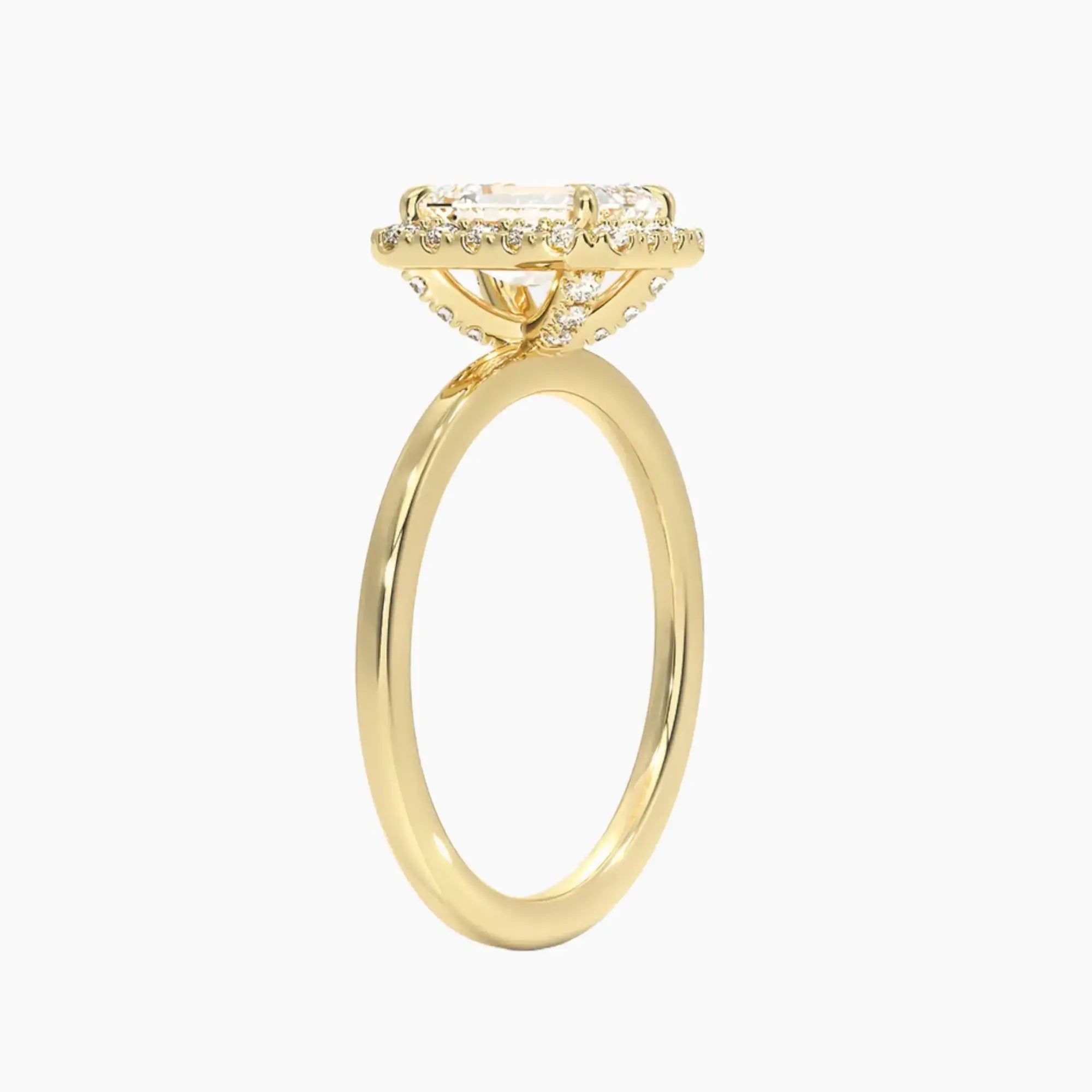Cassiopeia Emerald Hidden Halo 2 Carat Lab Grown Diamond Engagement Ring in 14K Rose Gold