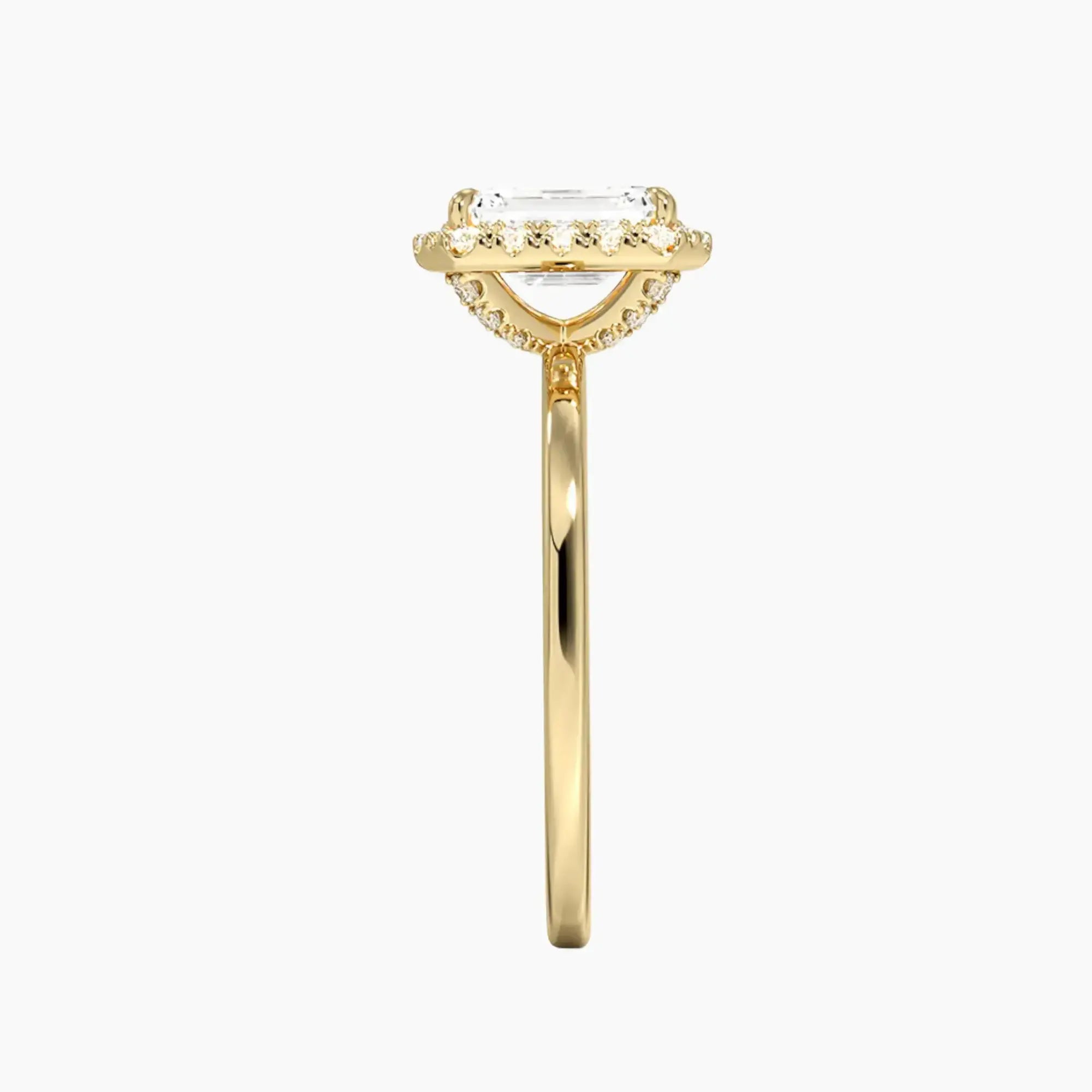 Cassiopeia Emerald Hidden Halo 1.5 Carat Lab Grown Diamond Engagement Ring in 14K Rose Gold