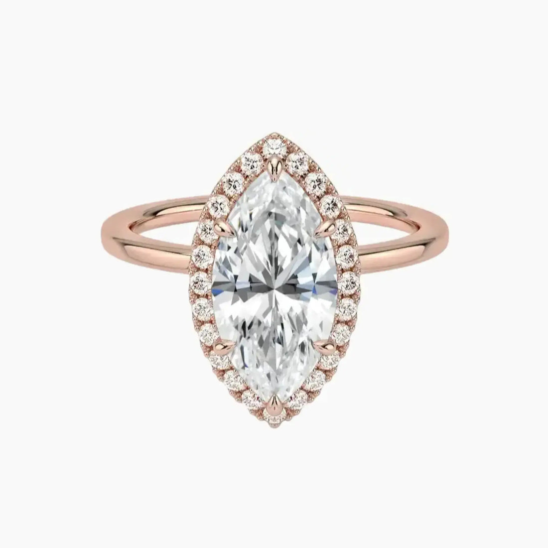Cassiopeia Marquise Hidden Halo 2.5 Carat Lab Grown Diamond Engagement Ring in 18K White Gold