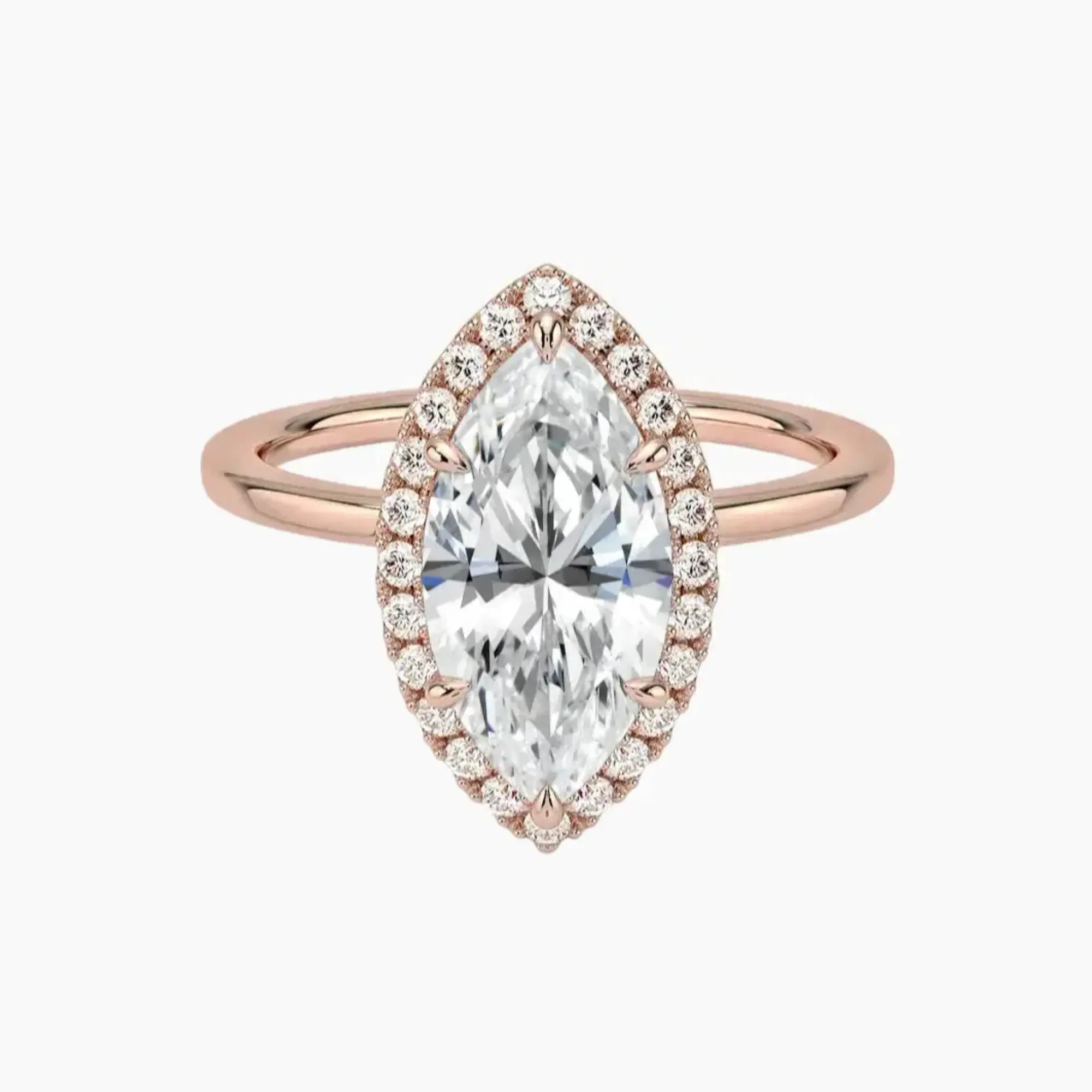 Cassiopeia Marquise Hidden Halo 1.5 Carat Lab Grown Diamond Engagement Ring in 18K Yellow Gold