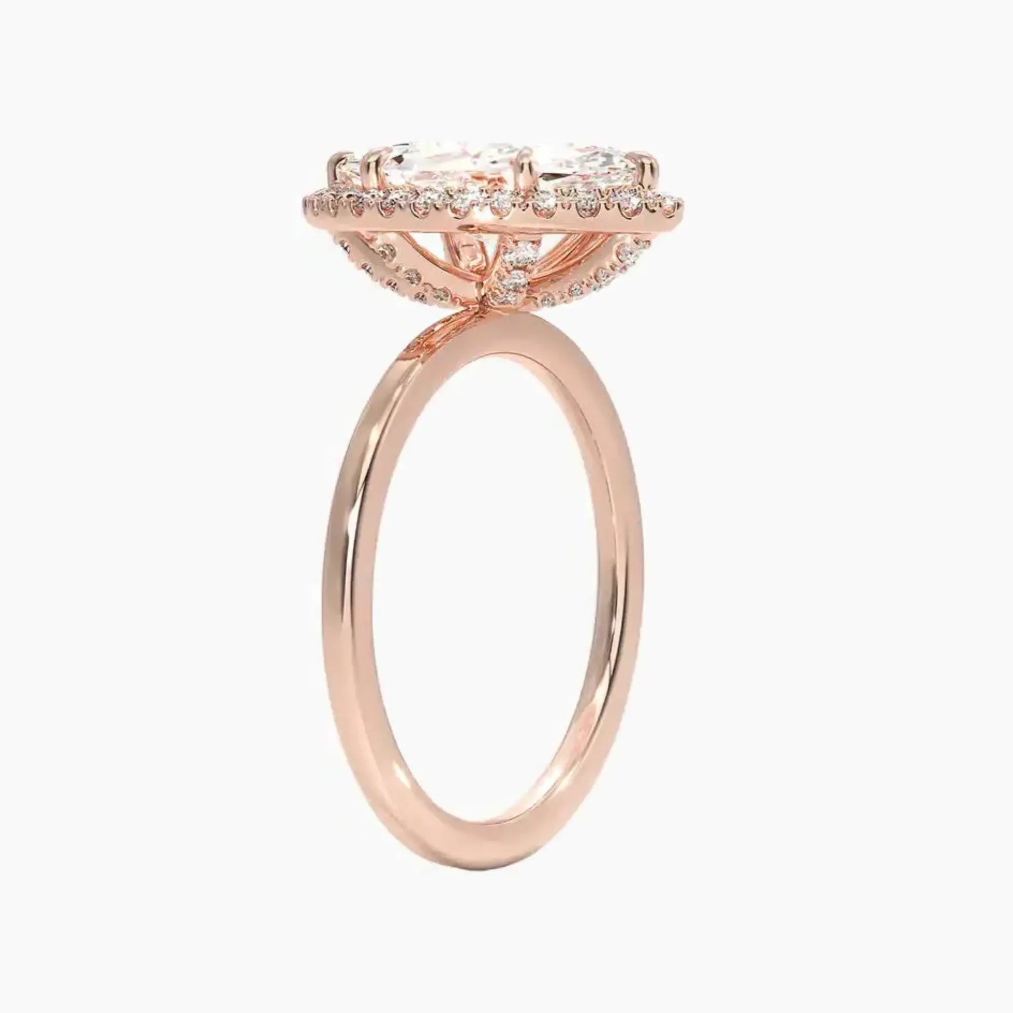 Cassiopeia Marquise Hidden Halo 2 Carat Lab Grown Diamond Engagement Ring in 18K Yellow Gold
