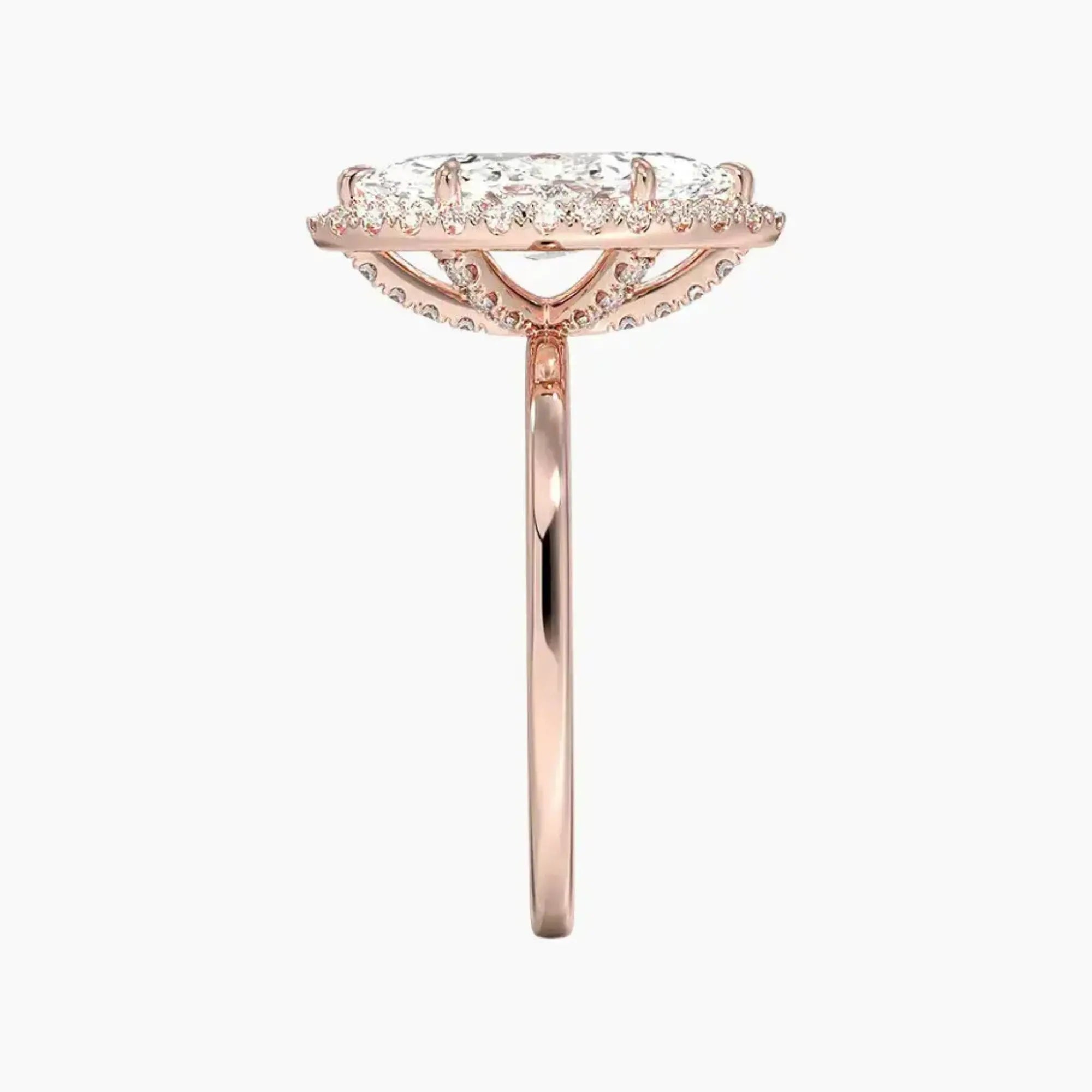 Cassiopeia Marquise Hidden Halo 1.5 Carat Lab Grown Diamond Engagement Ring in 18K Rose Gold
