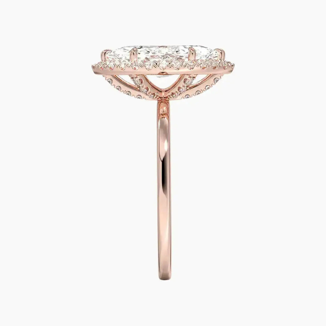 Cassiopeia Marquise Hidden Halo 2 Carat Lab Grown Diamond Engagement Ring in 14K Rose Gold
