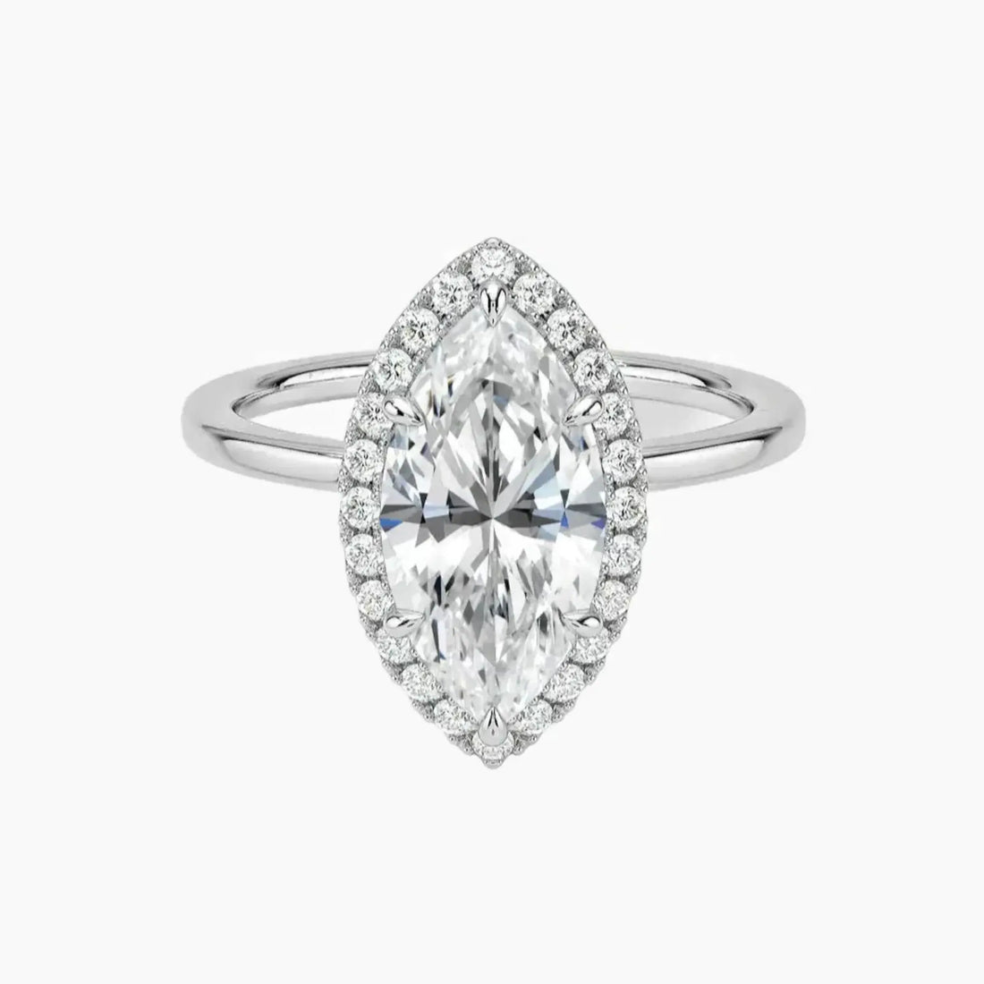Cassiopeia Marquise Hidden Halo 1 Carat Lab Grown Diamond Engagement Ring in 18K White Gold