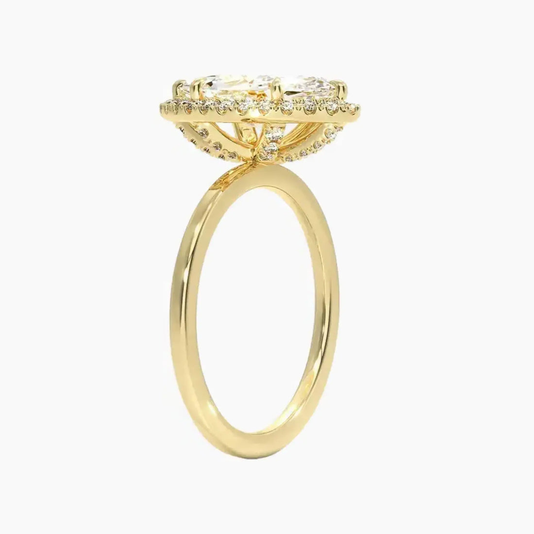 Cassiopeia Marquise Hidden Halo 1.5 Carat Lab Grown Diamond Engagement Ring in 18K Rose Gold