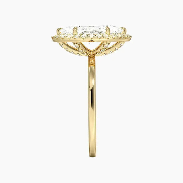 Cassiopeia Marquise Hidden Halo 3 Carat Lab Grown Diamond Engagement Ring in 14K Rose Gold