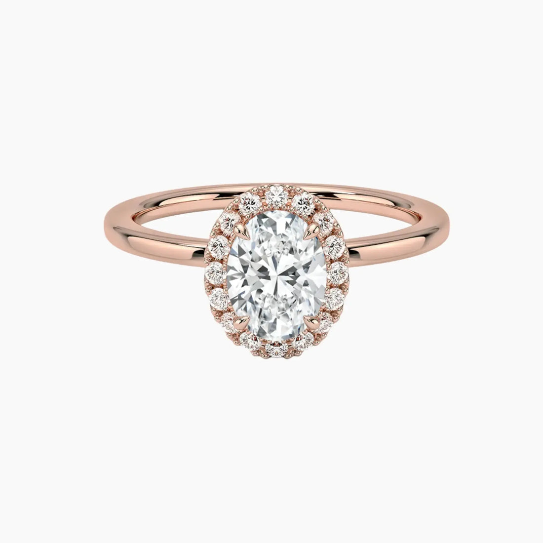 Cassiopeia Oval Hidden Halo 2 Carat Lab Grown Diamond Engagement Ring in 14K White Gold
