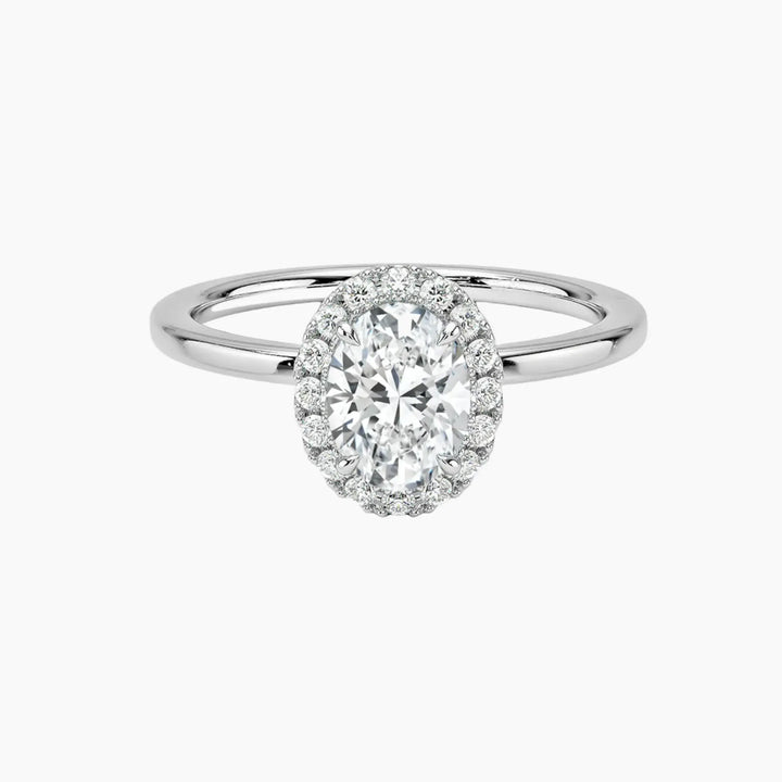 Cassiopeia Oval Hidden Halo 3 Carat Lab Grown Diamond Engagement Ring in 14K White Gold