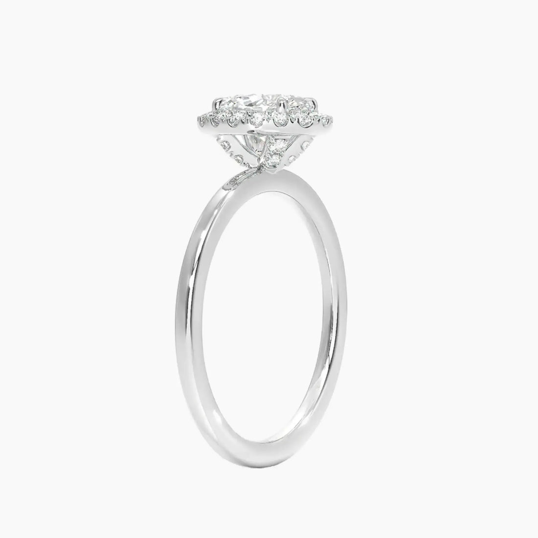 Cassiopeia Oval Hidden Halo Diamond Ring Setting in 14K Rose Gold
