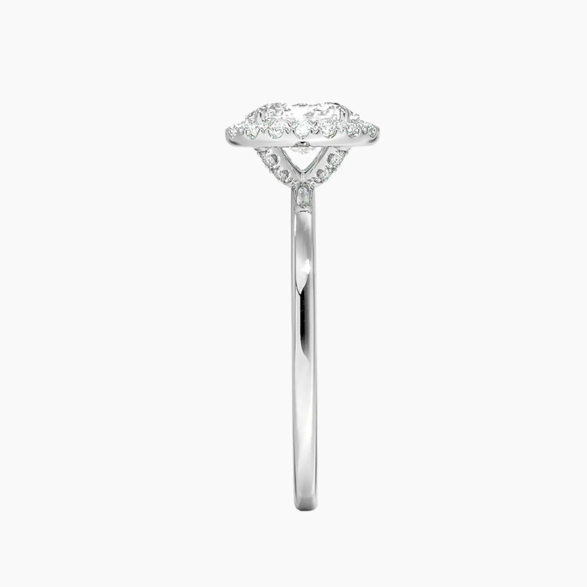 Cassiopeia Oval Hidden Halo Diamond Ring Setting in 14K Yellow Gold