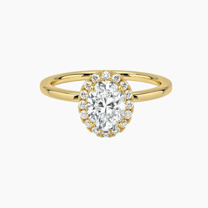 Cassiopeia Oval Hidden Halo 3 Carat Lab Grown Diamond Engagement Ring in 14K Yellow Gold