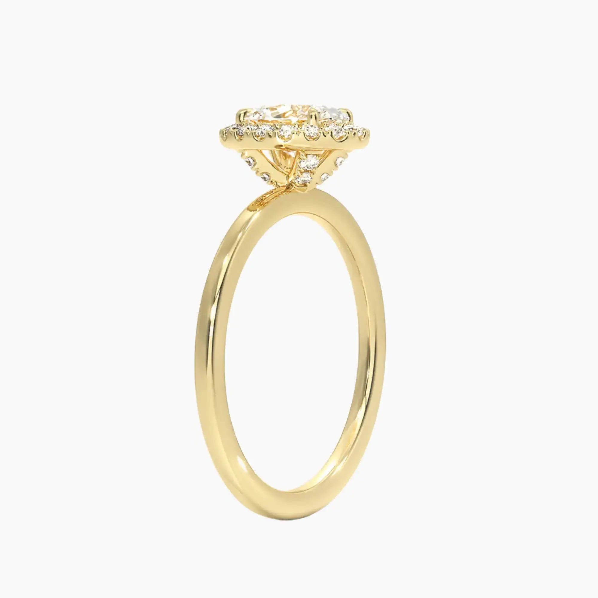 Cassiopeia Oval Hidden Halo Diamond Ring Setting in 14K Rose Gold