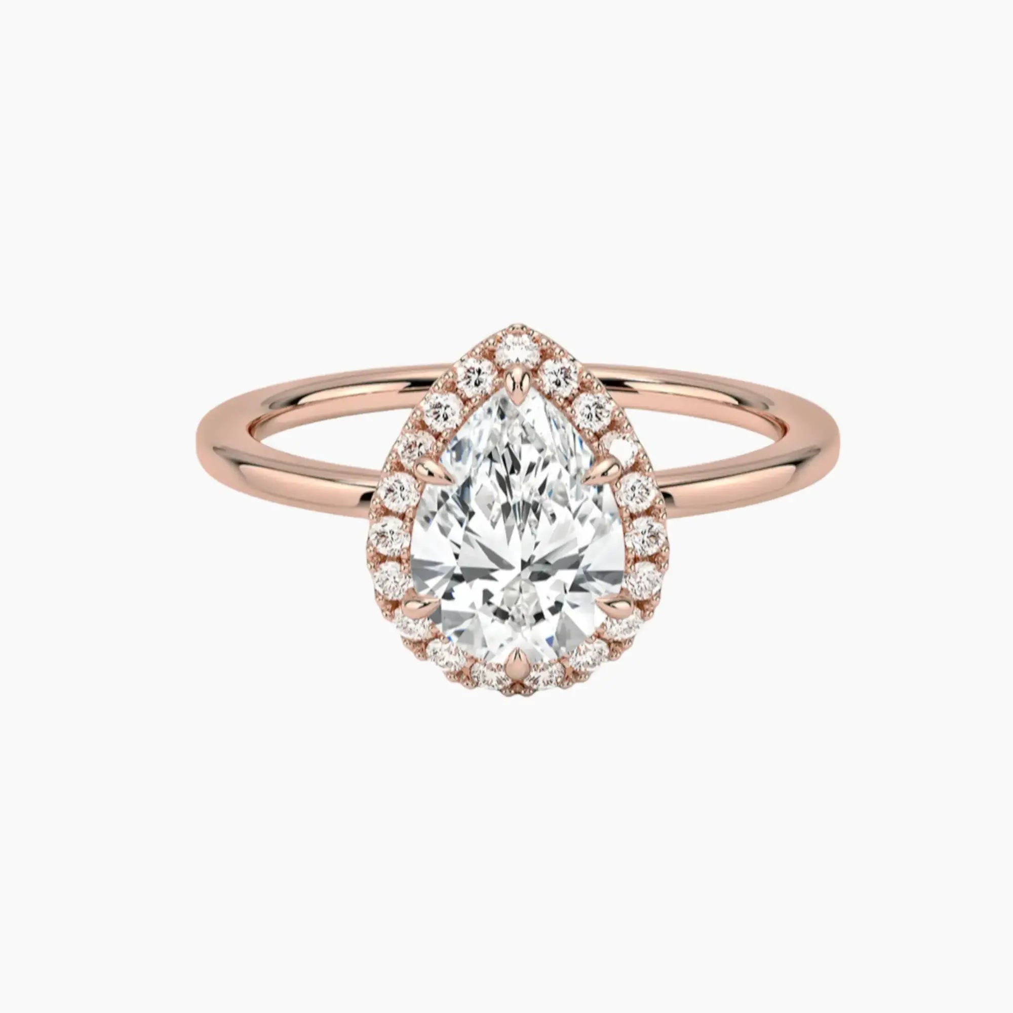Cassiopeia Pear Hidden Halo 1 Carat Lab Grown Diamond Engagement Ring in 14K White Gold