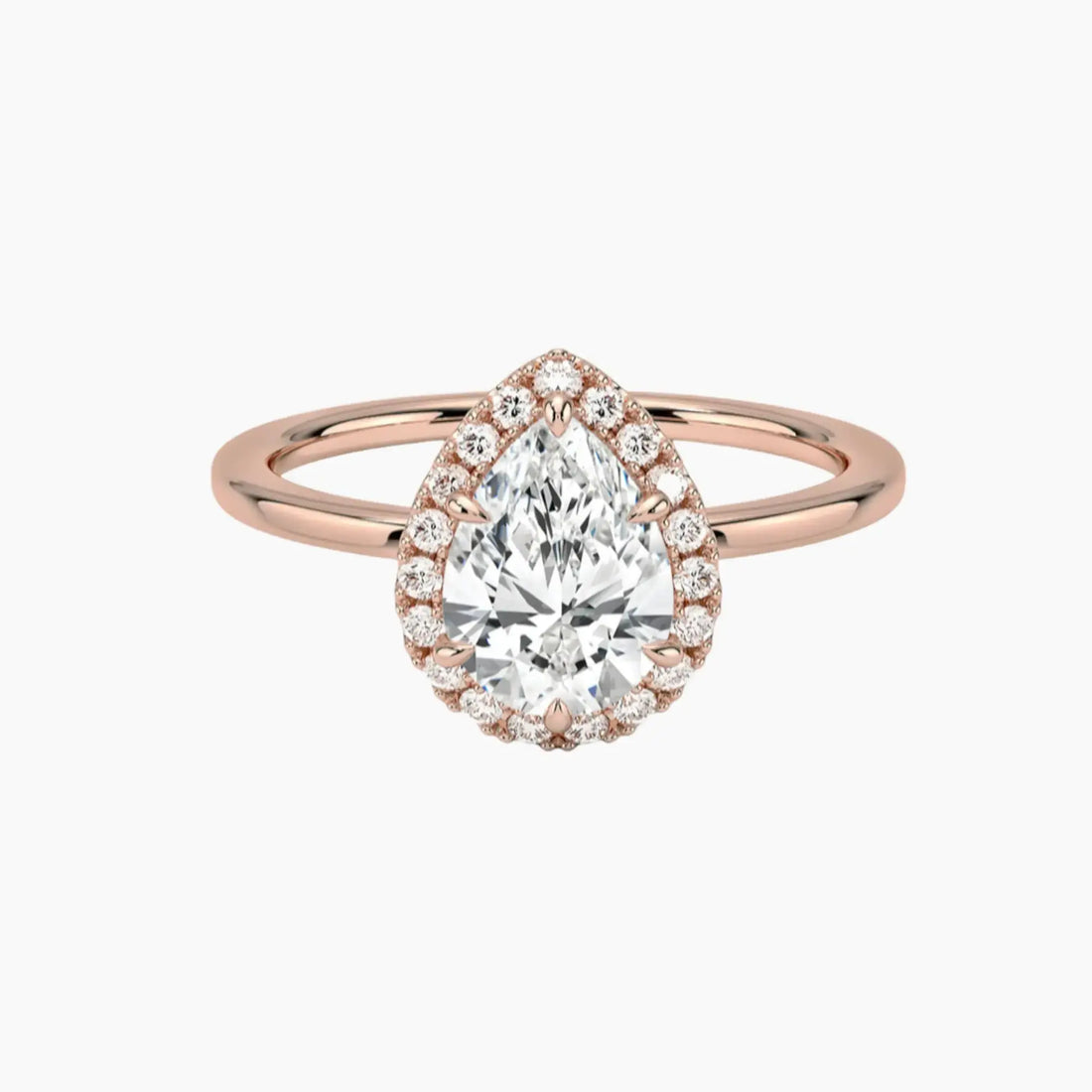 Cassiopeia Pear Hidden Halo 2.5 Carat Lab Grown Diamond Engagement Ring in 14K Rose Gold