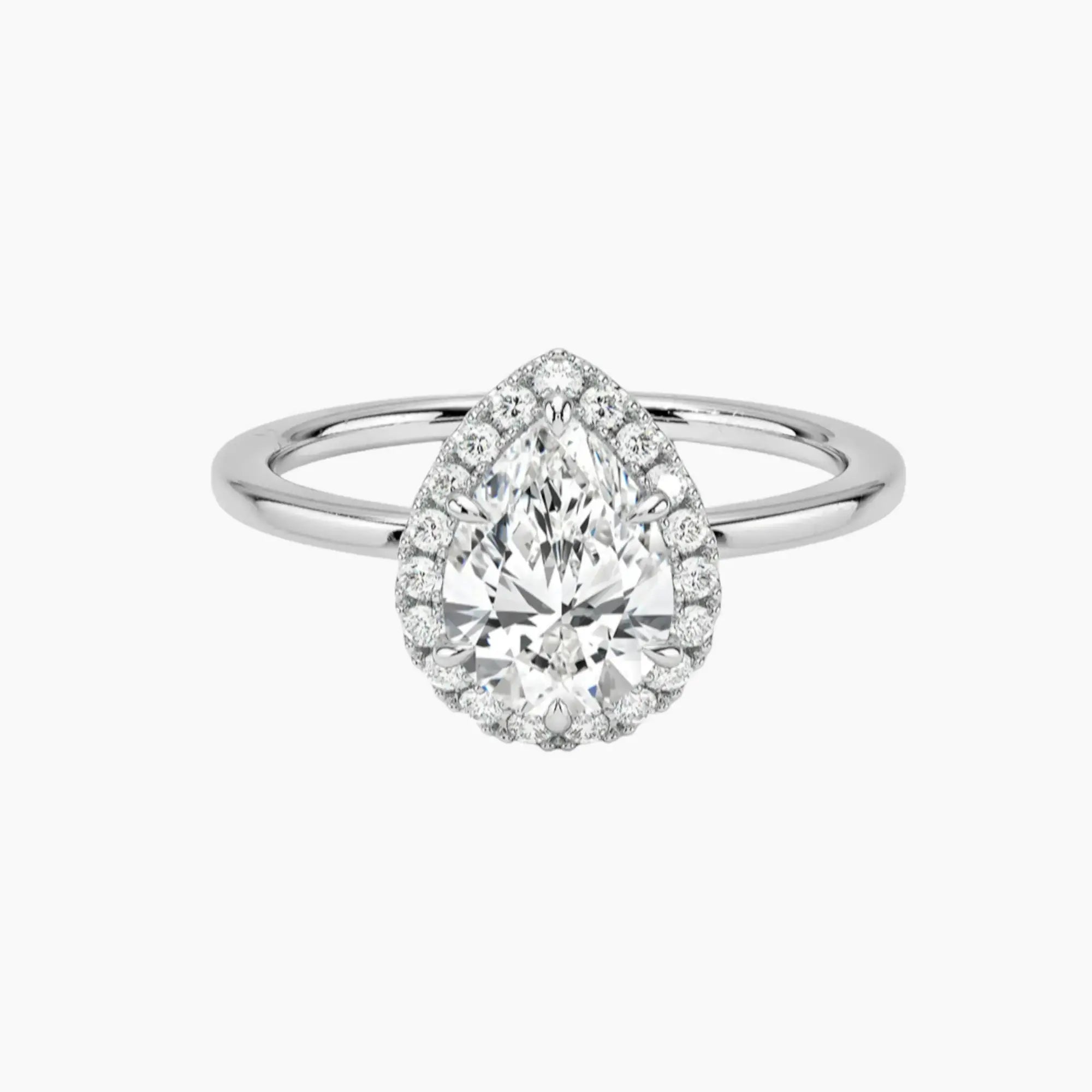 Cassiopeia Pear Hidden Halo Diamond Ring Setting in 14K Rose Gold