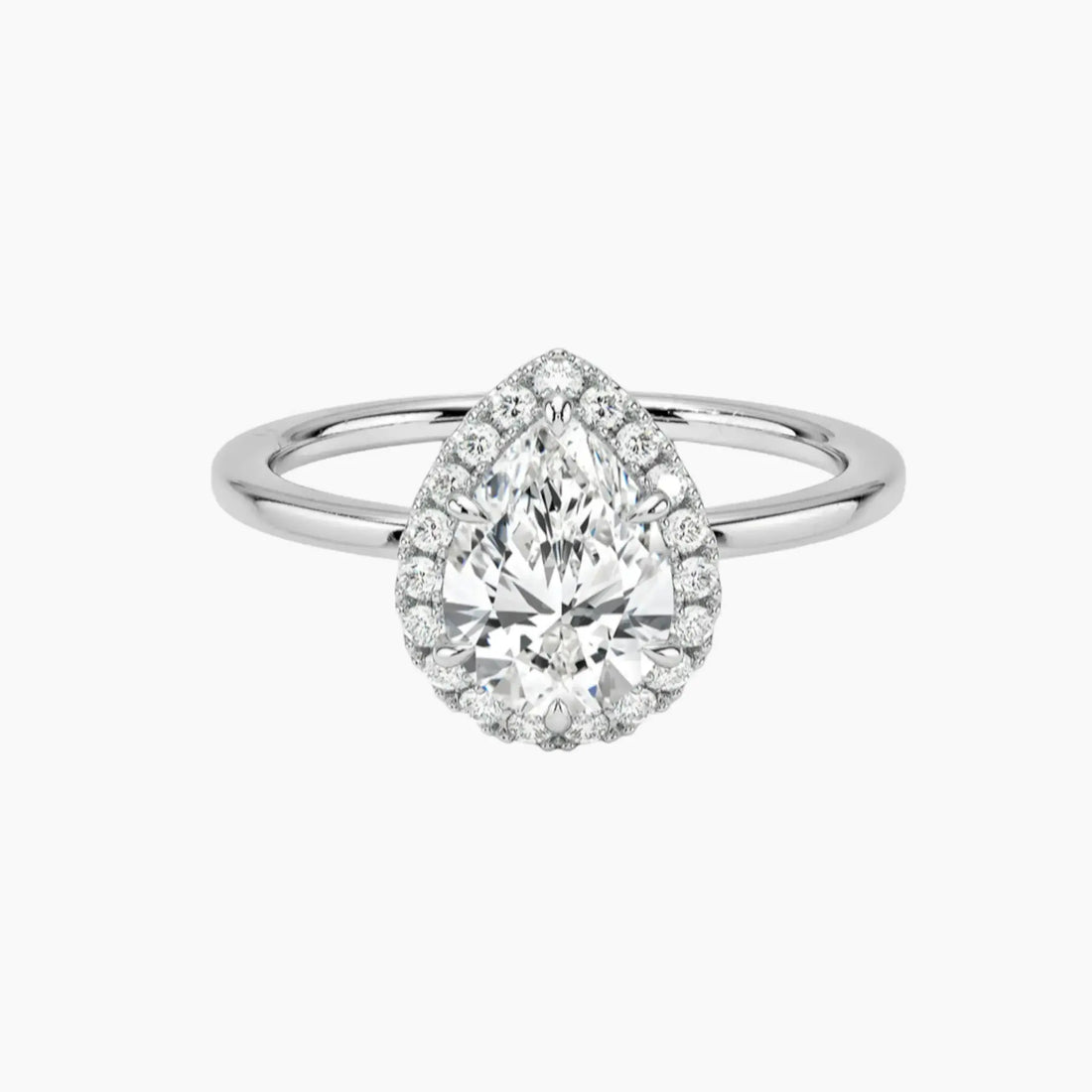 Cassiopeia Pear Hidden Halo 3 Carat Lab Grown Diamond Engagement Ring in 18K Rose Gold