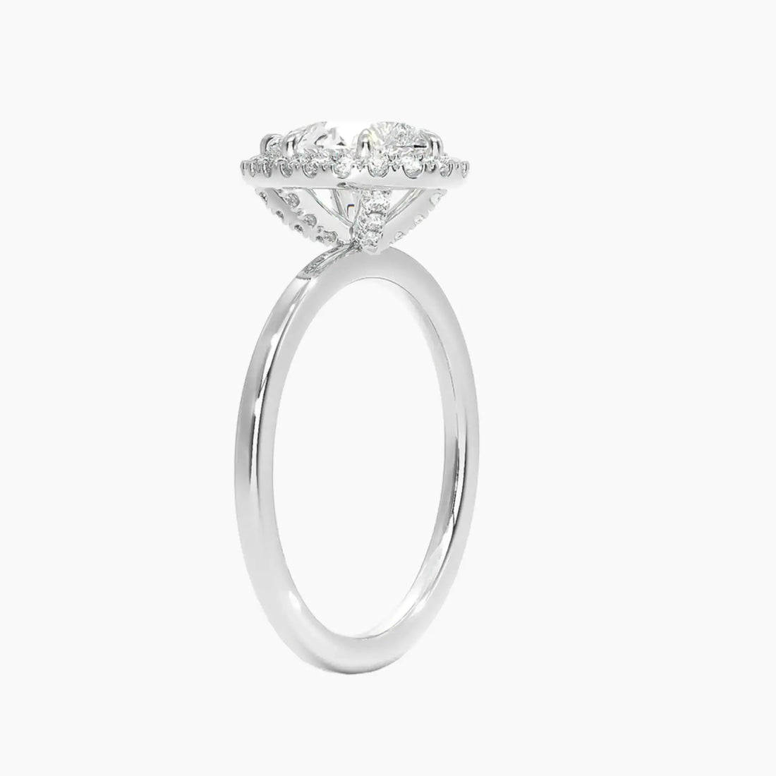 Cassiopeia Pear Hidden Halo 2 Carat Lab Grown Diamond Engagement Ring in 18K Yellow Gold