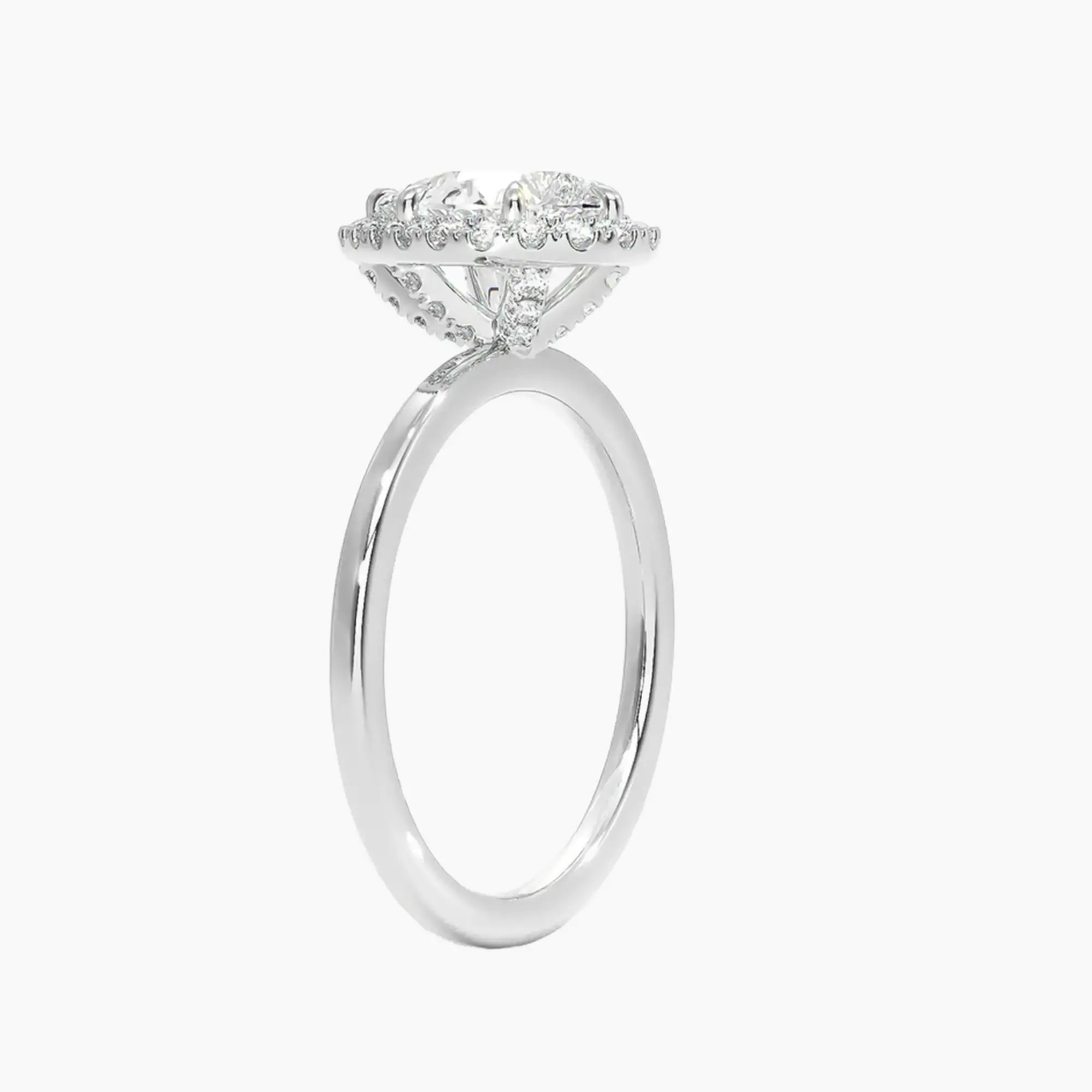 Cassiopeia Pear Hidden Halo 2.5 Carat Lab Grown Diamond Engagement Ring in 18K Yellow Gold