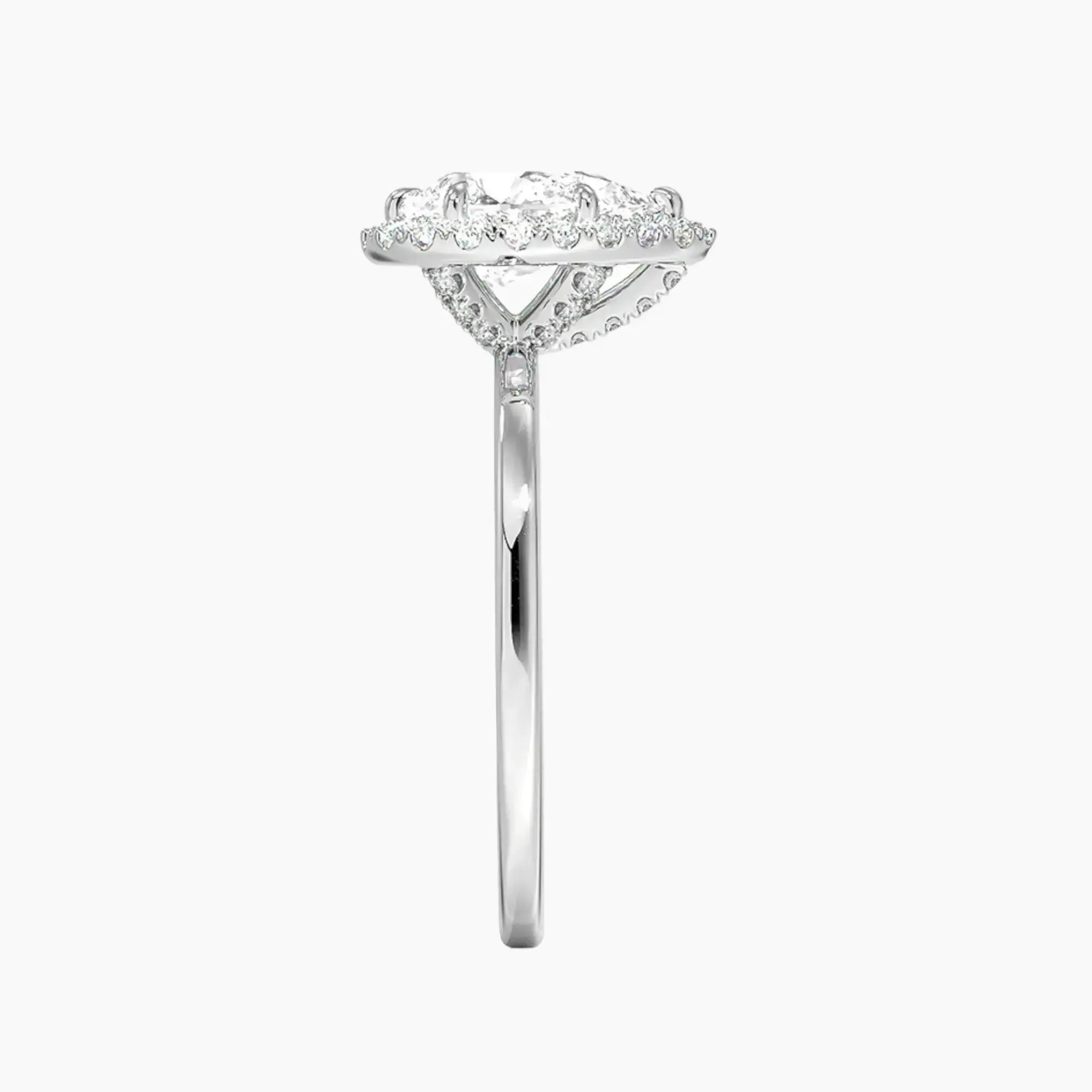 Cassiopeia Pear Hidden Halo 2 Carat Lab Grown Diamond Engagement Ring in 18K Yellow Gold