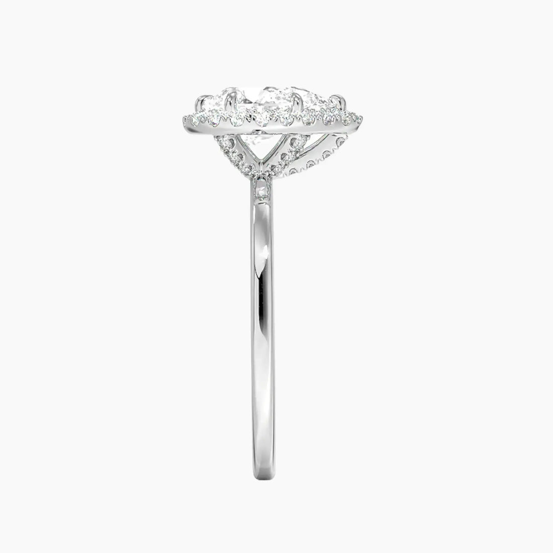 Cassiopeia Pear Hidden Halo 2.5 Carat Lab Grown Diamond Engagement Ring in 14K White Gold