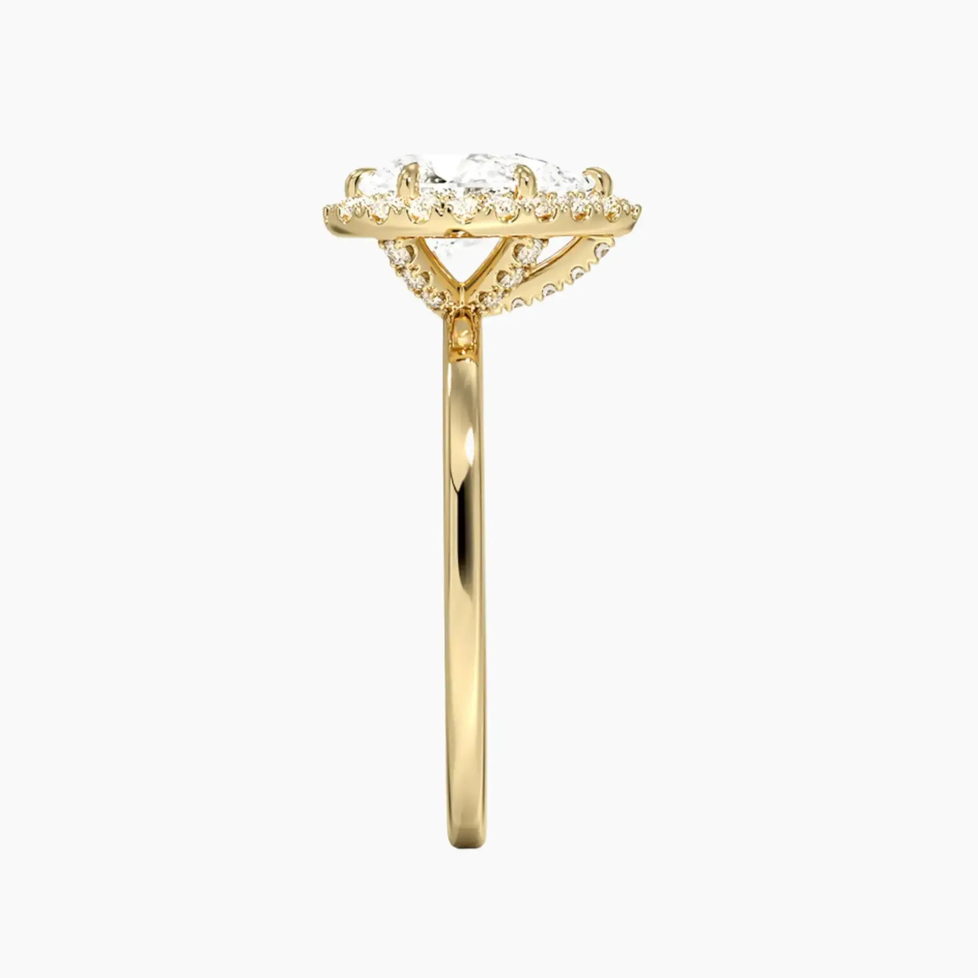 Cassiopeia Pear Hidden Halo 1 Carat Lab Grown Diamond Engagement Ring in 18K Yellow Gold