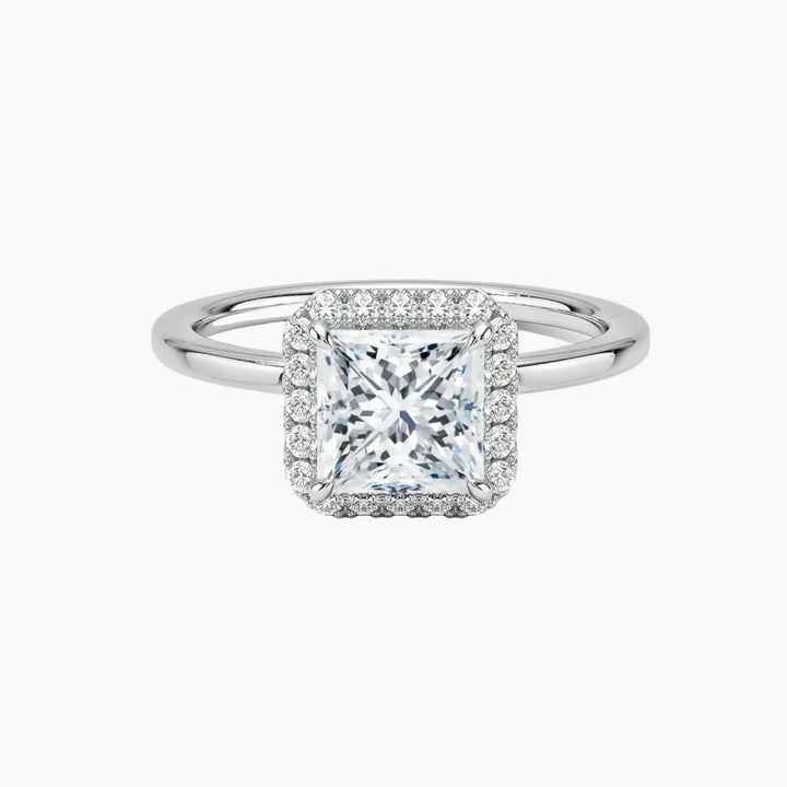 Cassiopeia Princess Hidden Halo 3 Carat Lab Grown Diamond Engagement Ring in 14K White Gold